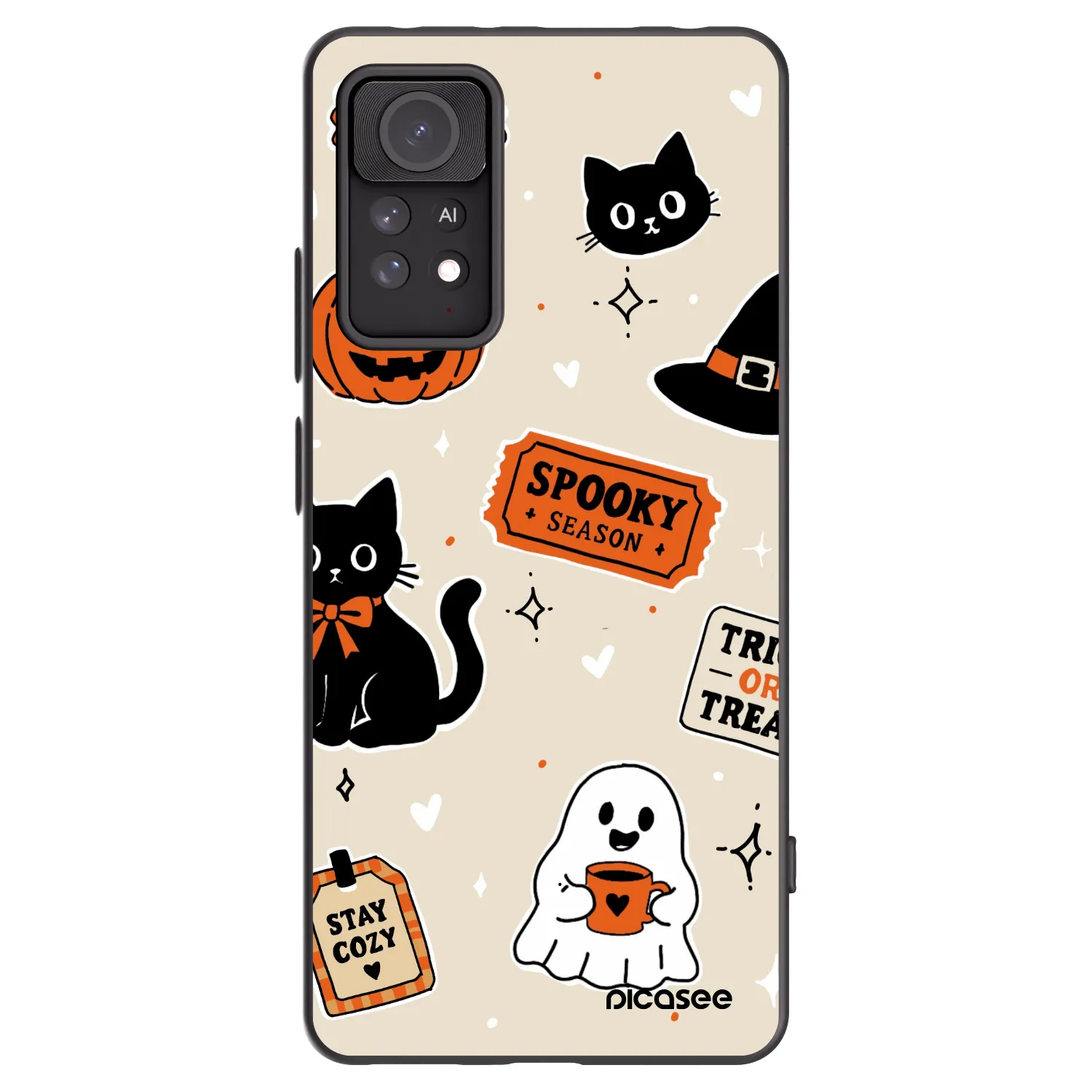 Picasee Xiaomi Redmi Note 11 Pro 5G Hülle - Schwarzes Silikon - Halloween stickers