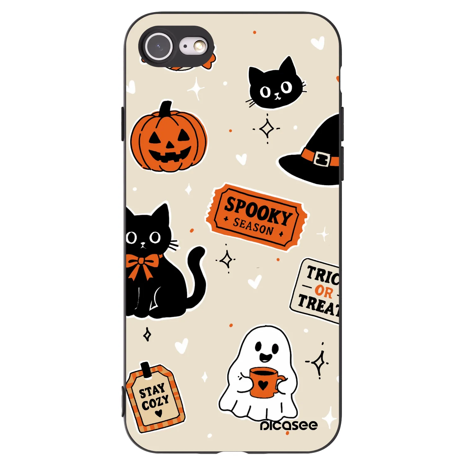 Picasee Apple iPhone SE 2022 Hülle - Schwarzes Silikon - Halloween stickers
