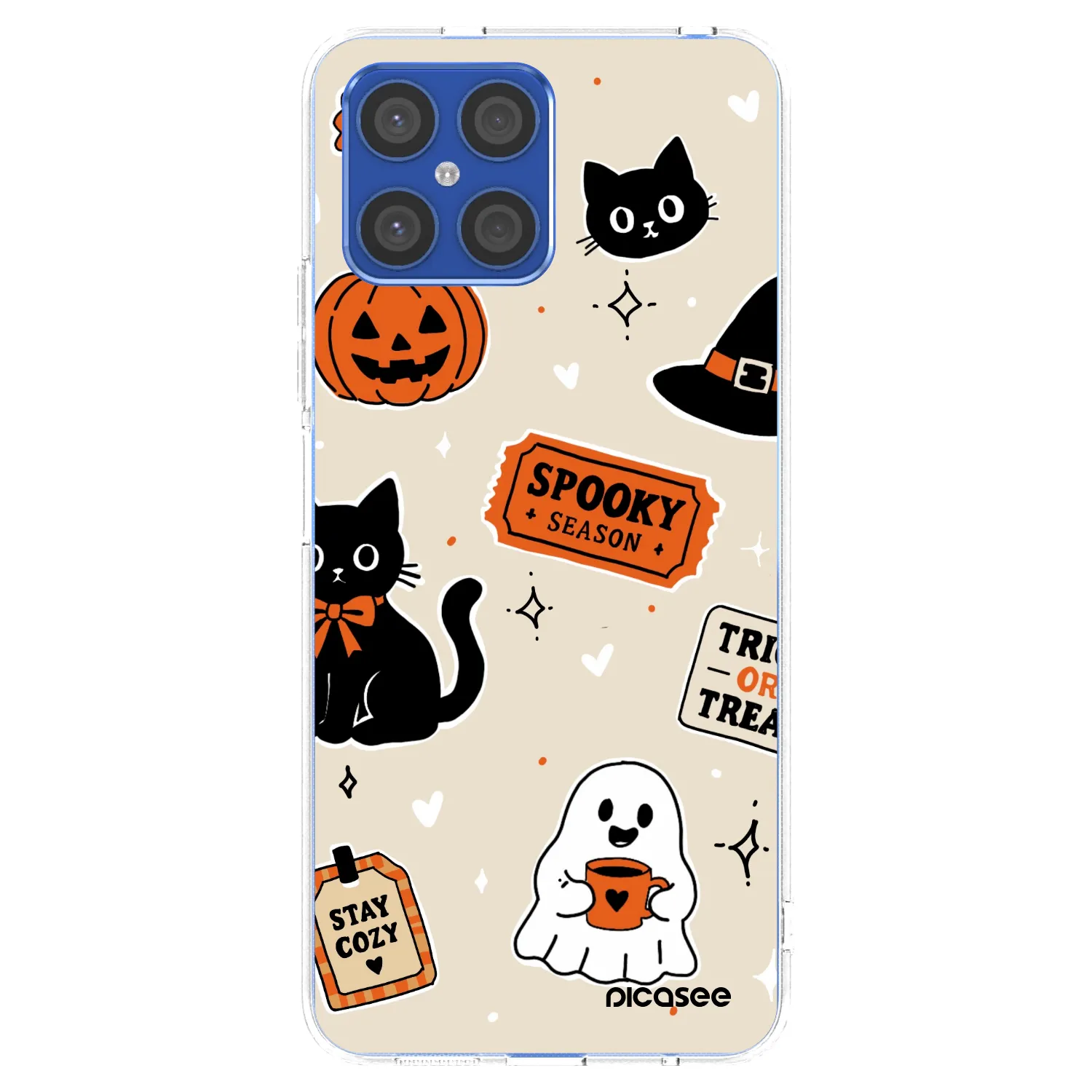 Picasee Honor X8 4G Hülle - Transparentes Silikon - Halloween stickers