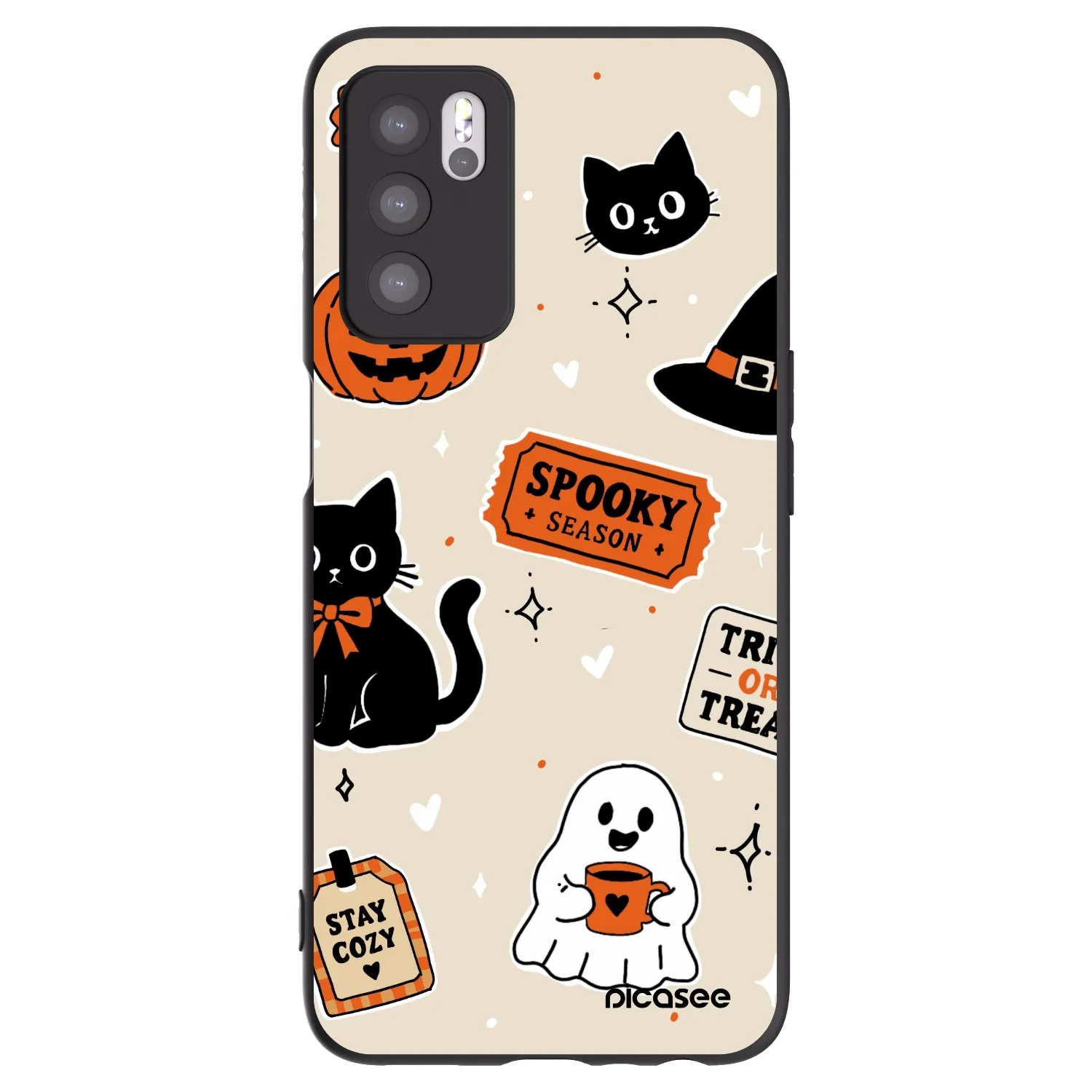 Picasee OPPO A16 Hülle - Schwarzes Silikon - Halloween stickers