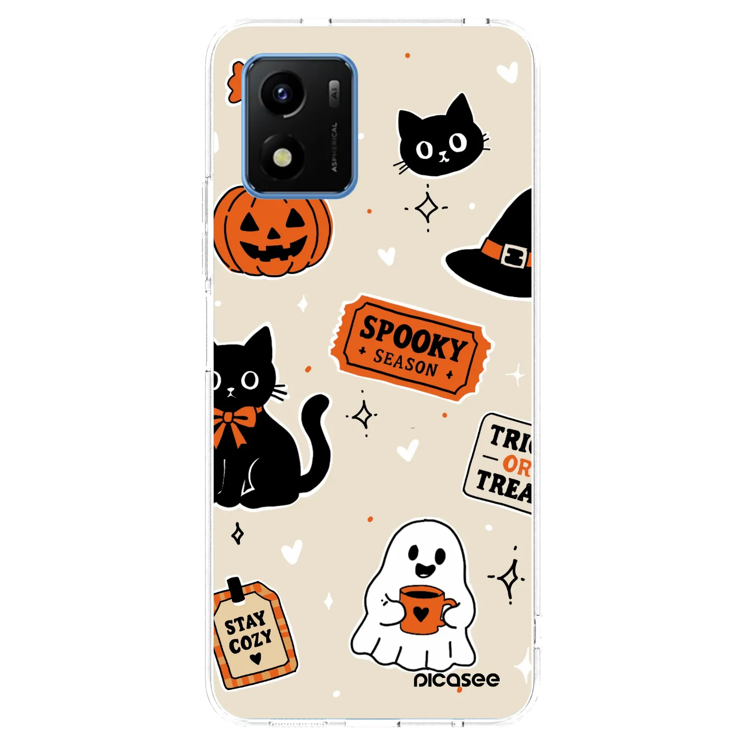 Picasee Vivo Y01 Hülle - Transparentes Silikon - Halloween stickers
