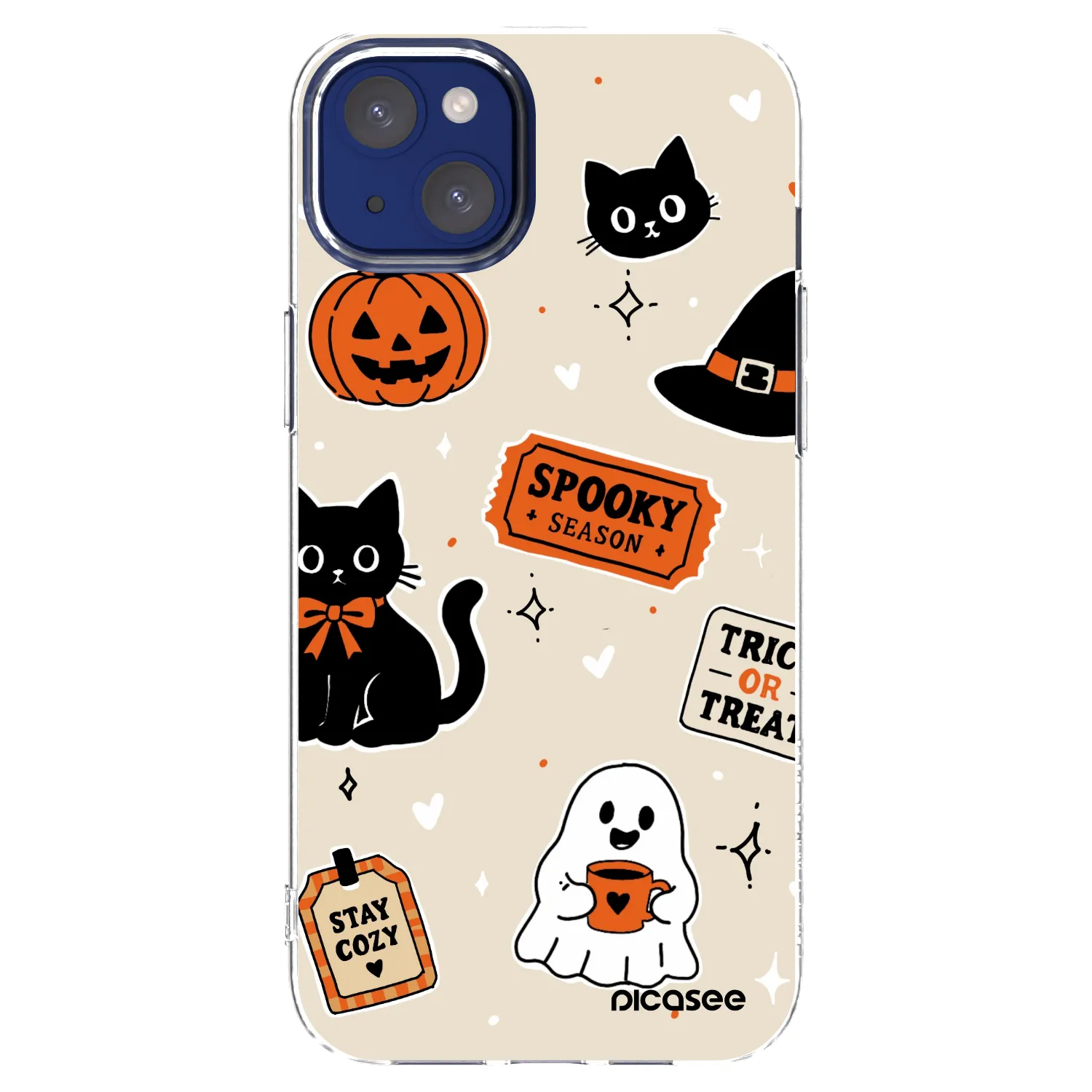 Picasee Apple iPhone 14 Plus Hülle - Transparentes Silikon - Halloween stickers