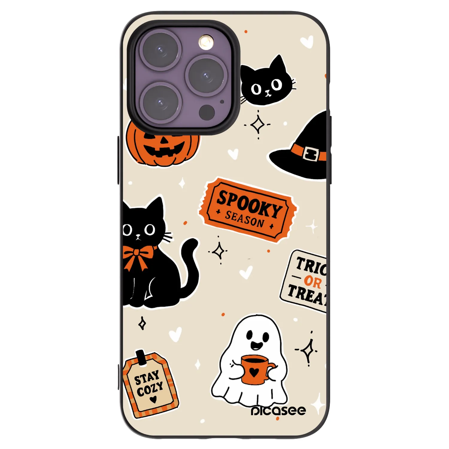 Picasee Apple iPhone 14 Pro Max Hülle - Schwarzes Silikon - Halloween stickers