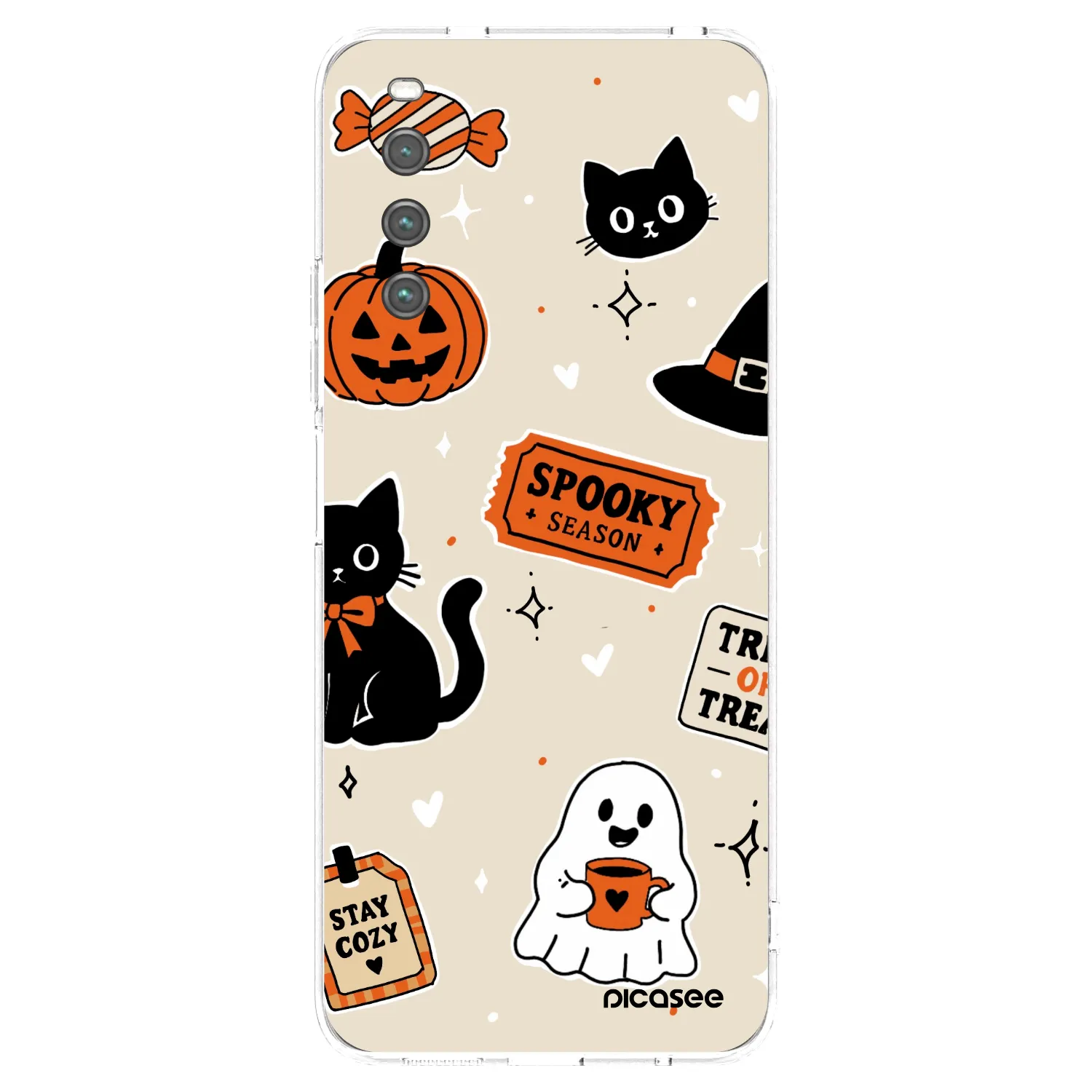 Picasee Sony Xperia 10 IV 5G Hülle - Transparentes Silikon - Halloween stickers