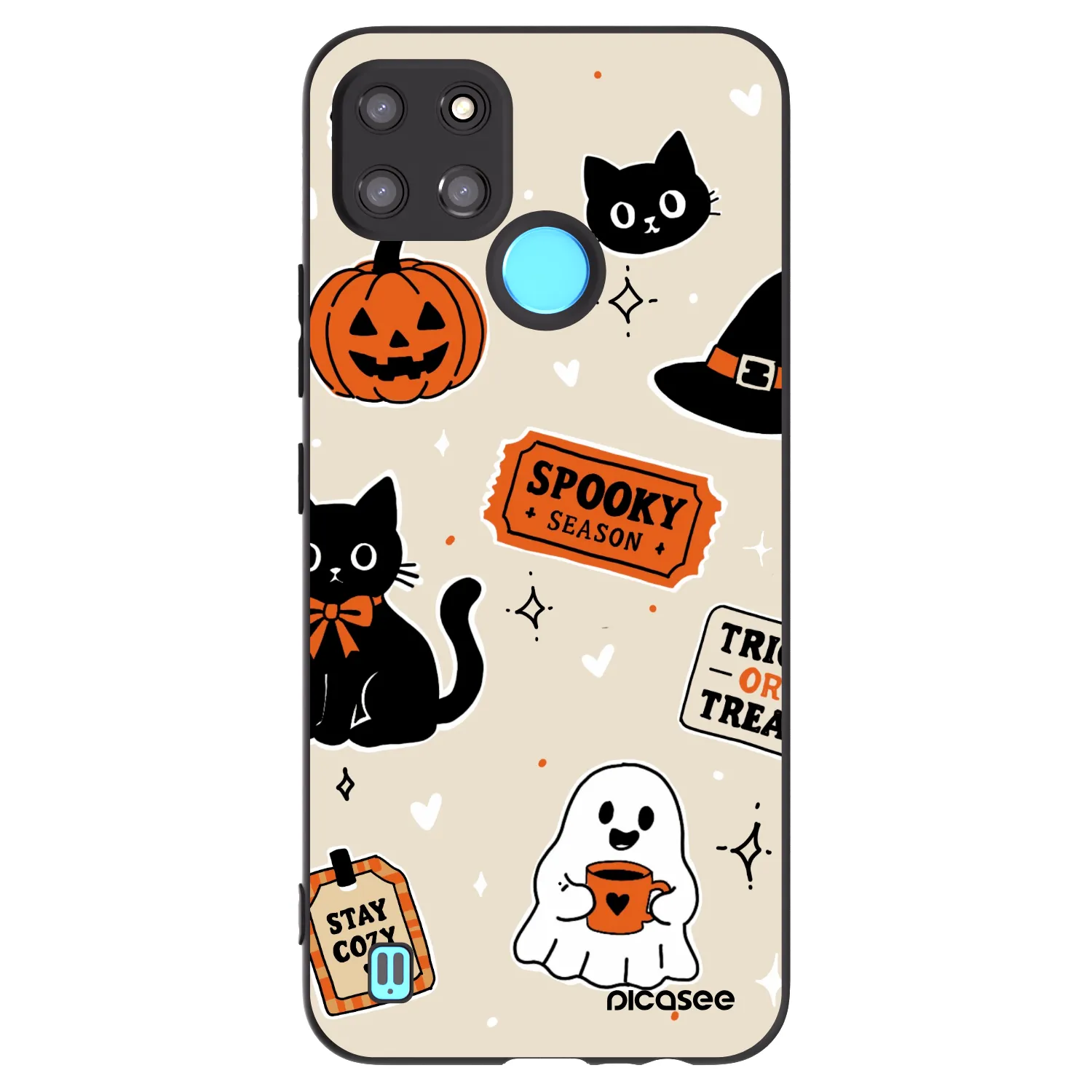 Picasee Realme C21Y Hülle - Schwarzes Silikon - Halloween stickers