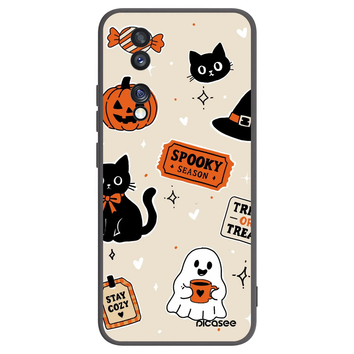 Picasee Honor 70 Hülle - Schwarzes Silikon - Halloween stickers