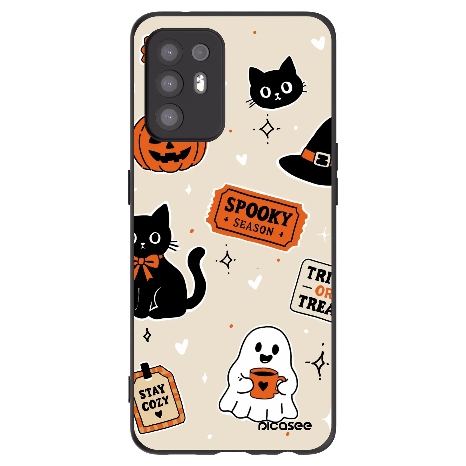 Picasee OPPO A94 5G Hülle - Schwarzes Silikon - Halloween stickers