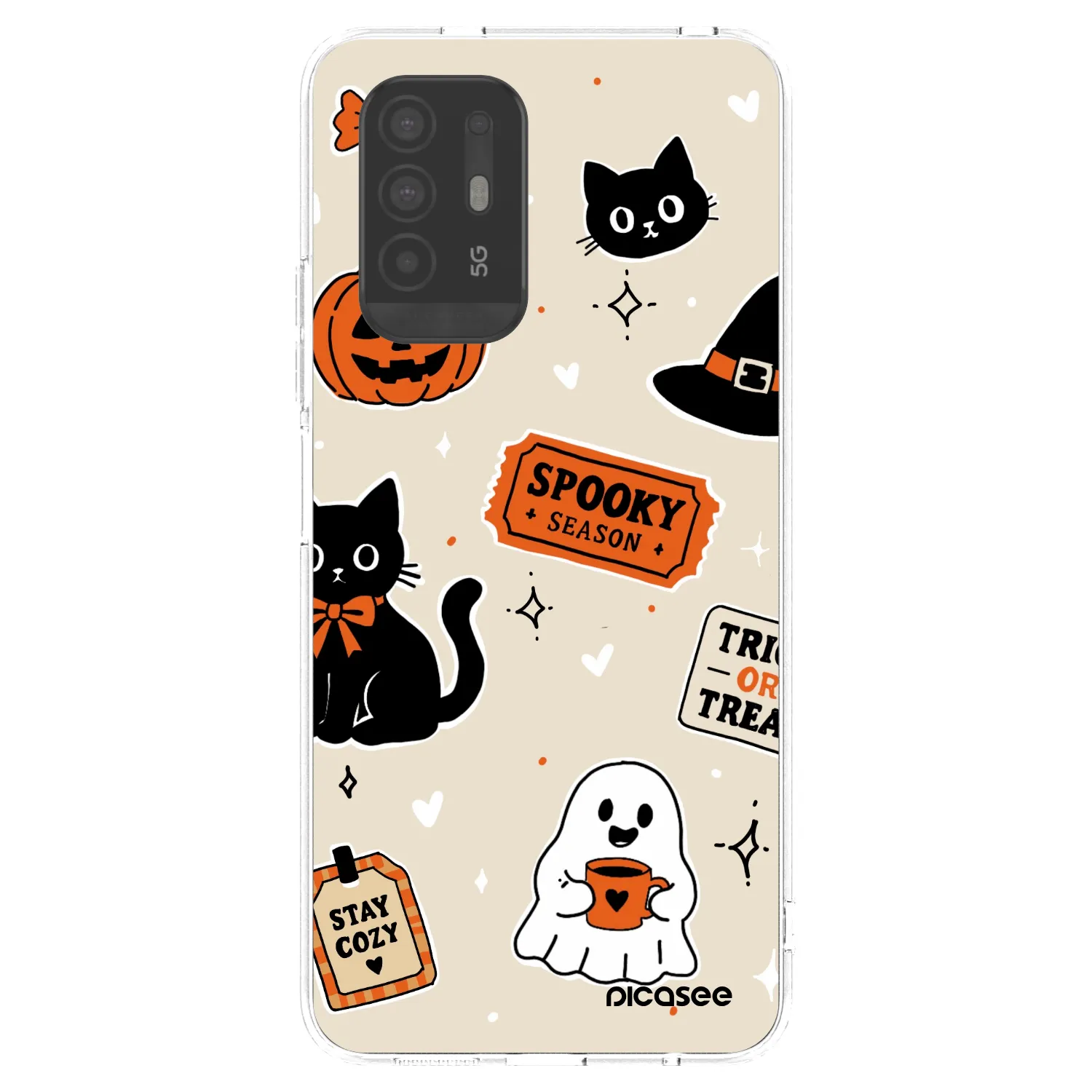 Picasee OPPO A94 5G Hülle - Transparentes Silikon - Halloween stickers