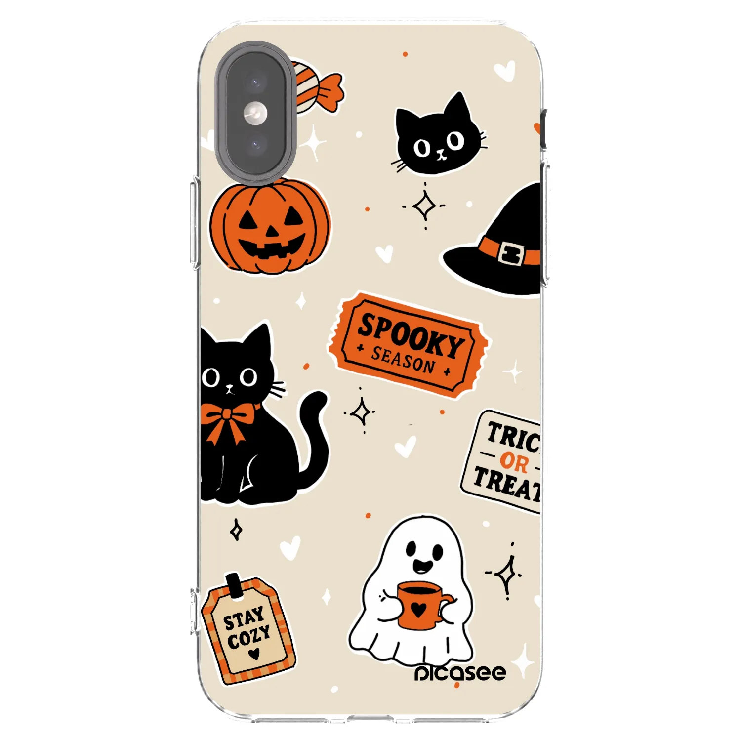 Picasee Apple iPhone X/XS Hülle - Transparentes Silikon - Halloween stickers