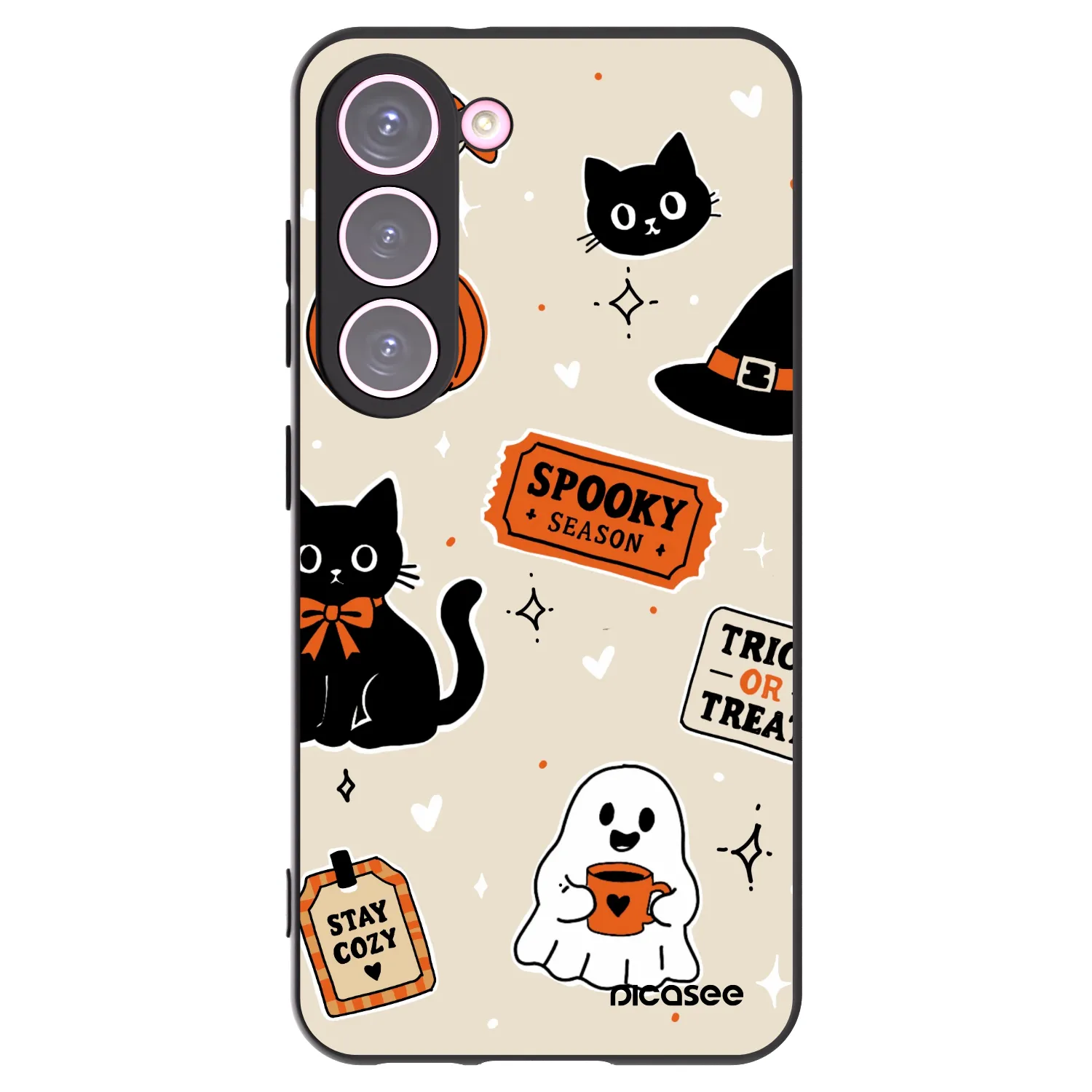 Picasee Samsung Galaxy S23 5G Hülle - Schwarzes Silikon - Halloween stickers