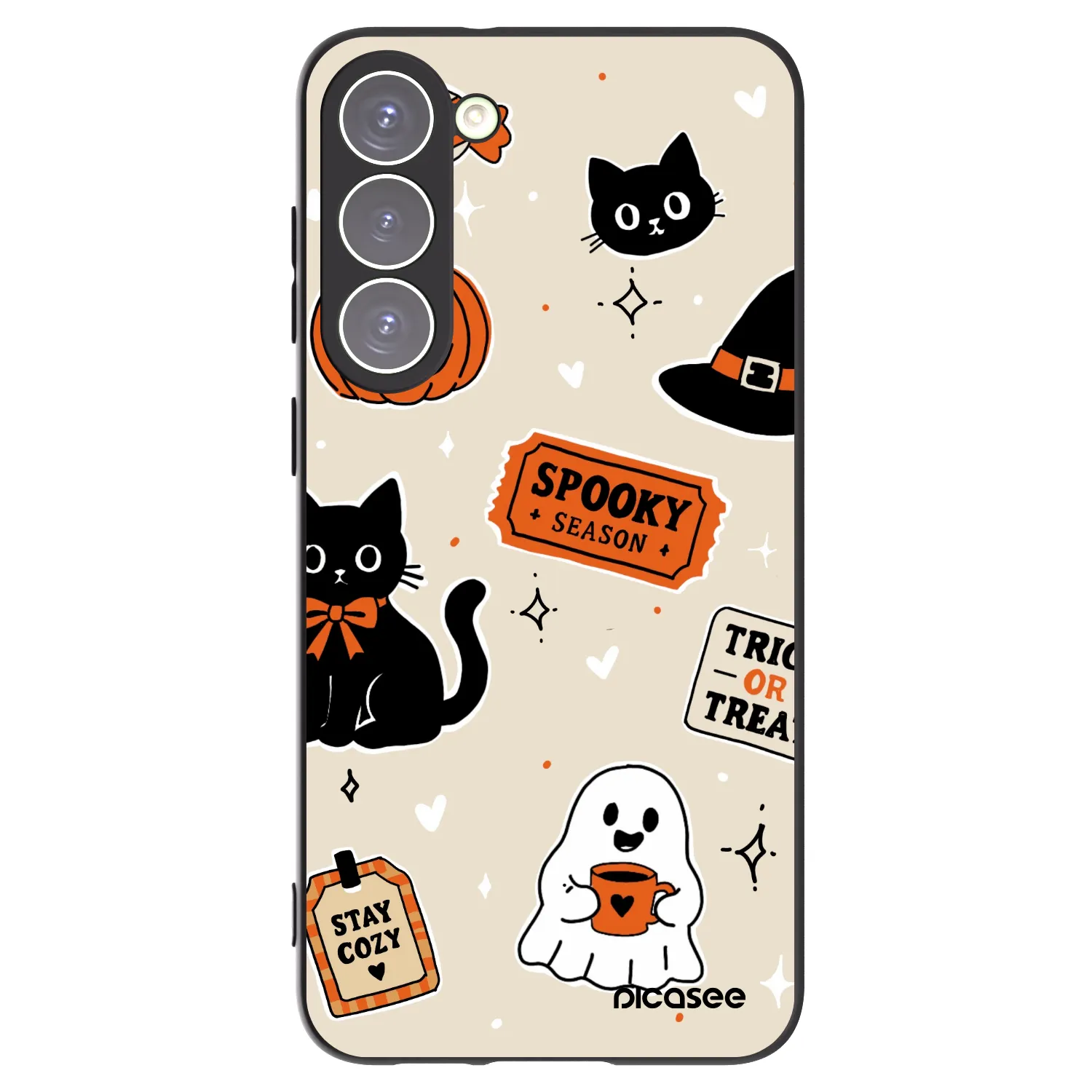 Picasee Samsung Galaxy S23+ 5G Hülle - Schwarzes Silikon - Halloween stickers