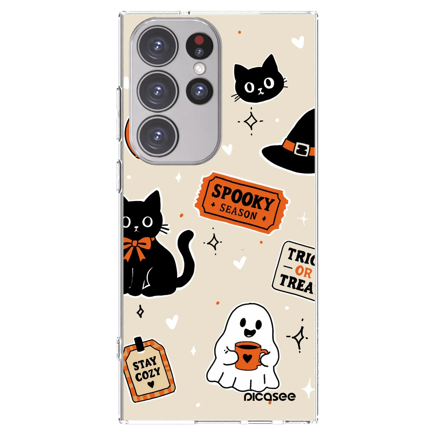 Picasee Samsung Galaxy S23 Ultra 5G Hülle - Transparentes Silikon - Halloween stickers