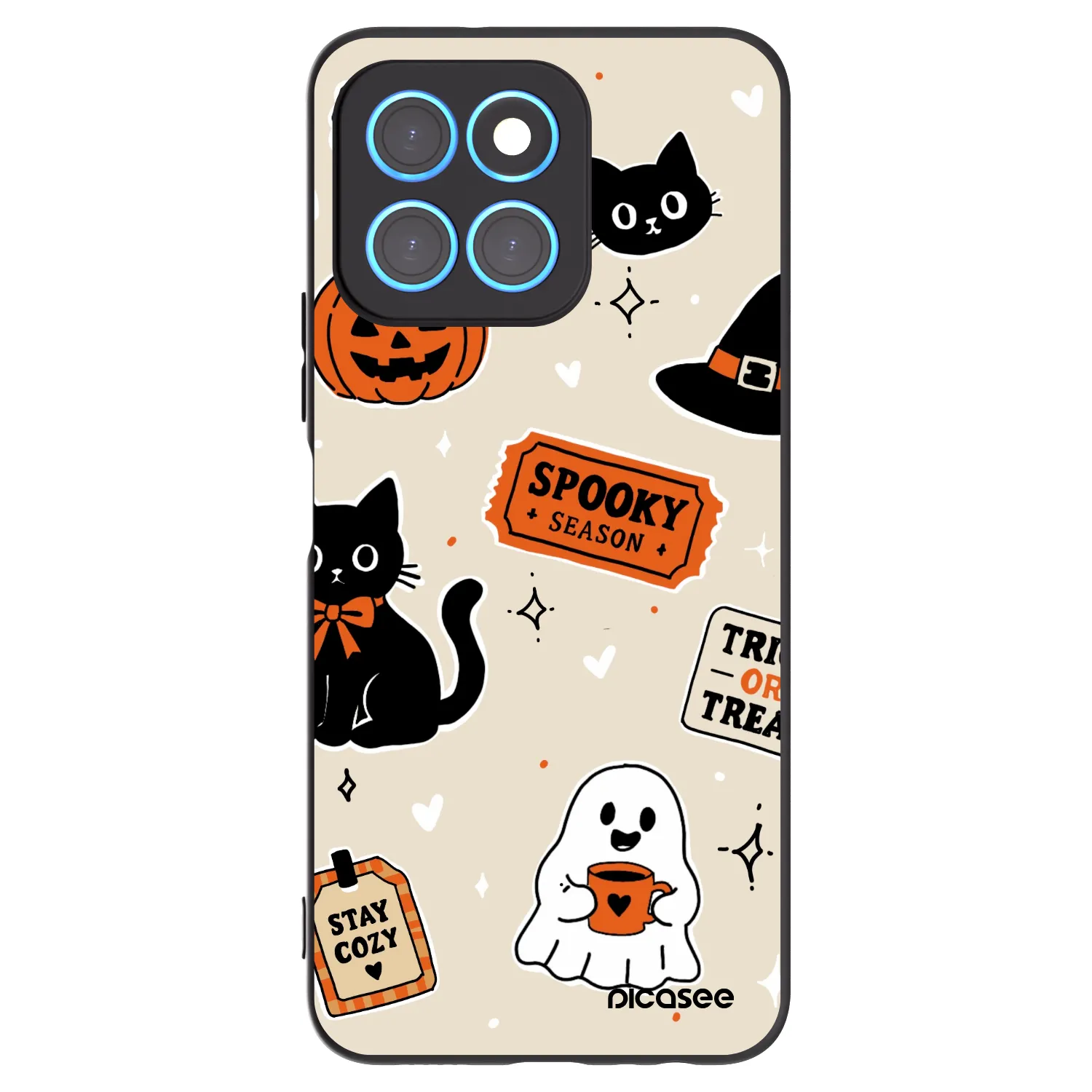 Picasee Honor X8 5G Hülle - Schwarzes Silikon - Halloween stickers