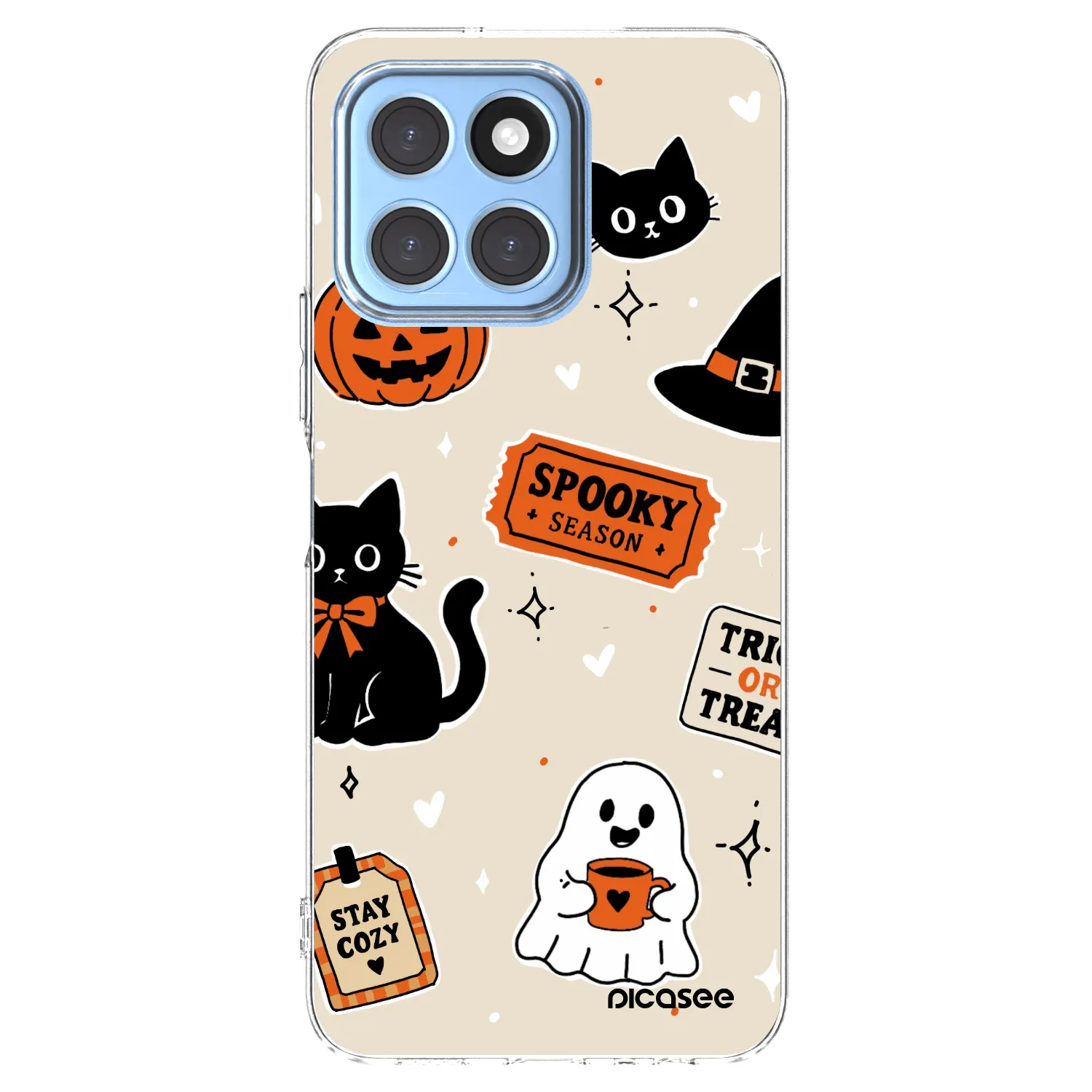 Picasee Honor X8 5G Hülle - Transparentes Silikon - Halloween stickers