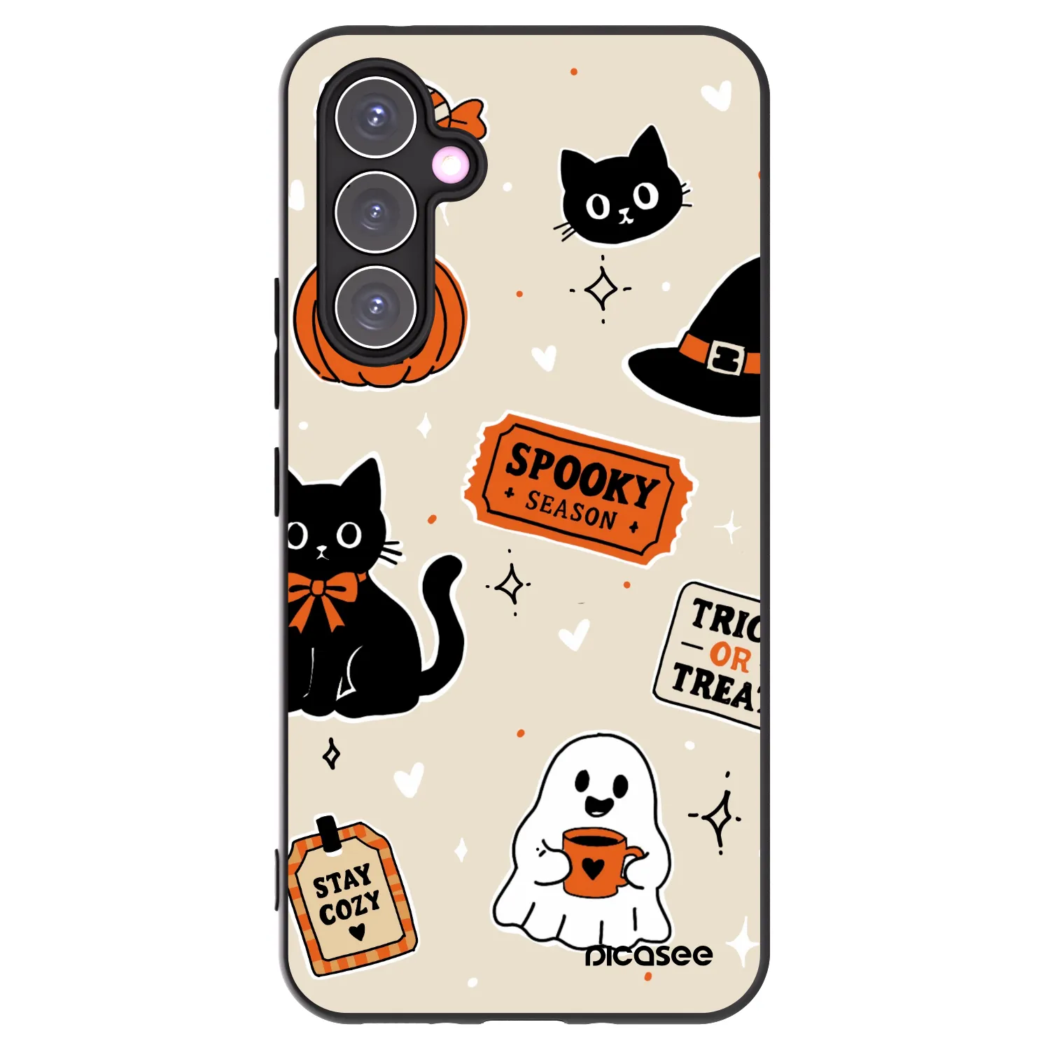 Picasee Samsung Galaxy A54 5G A546B Hülle - Schwarzes Silikon - Halloween stickers