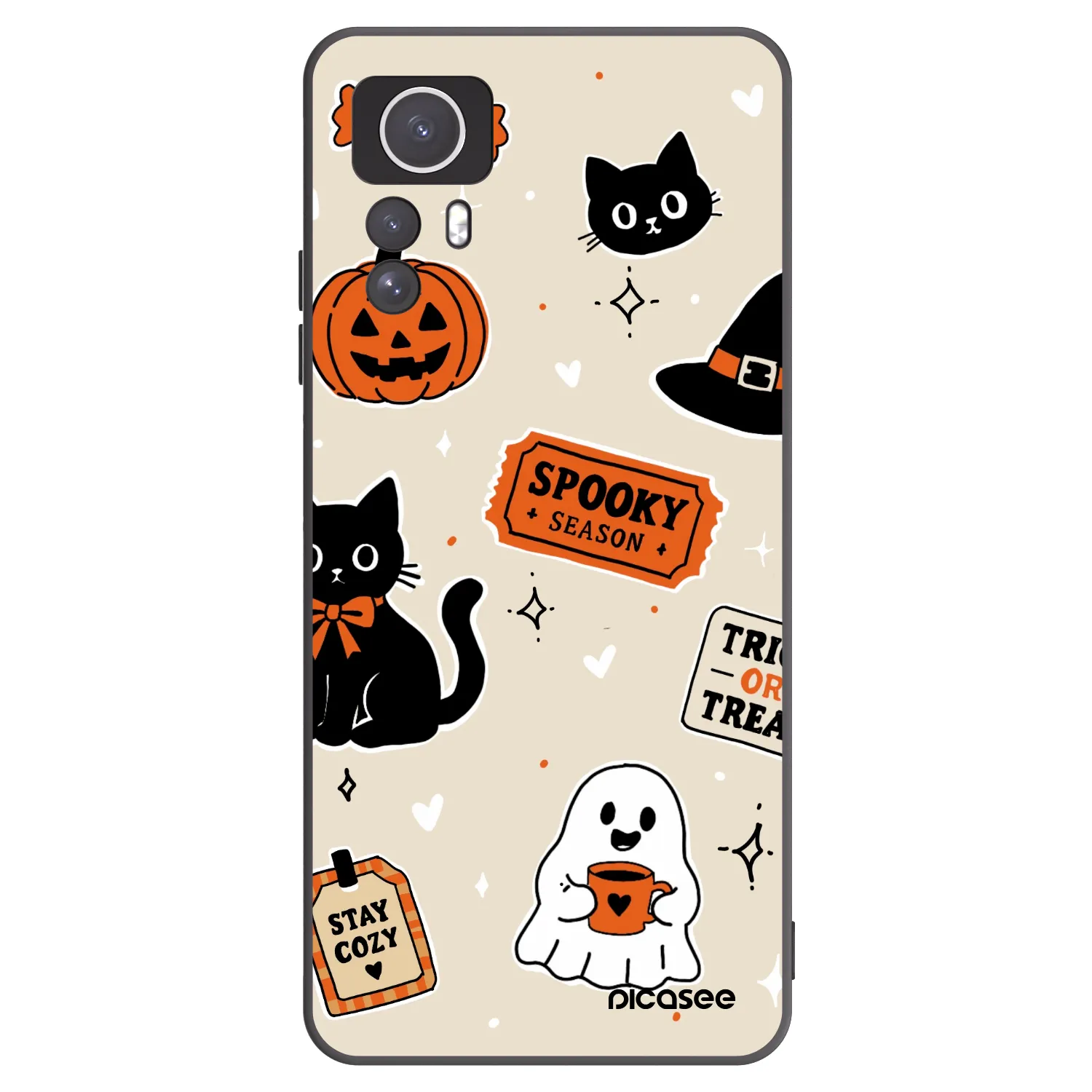 Picasee Xiaomi Redmi Note 12S Hülle - Schwarzes Silikon - Halloween stickers