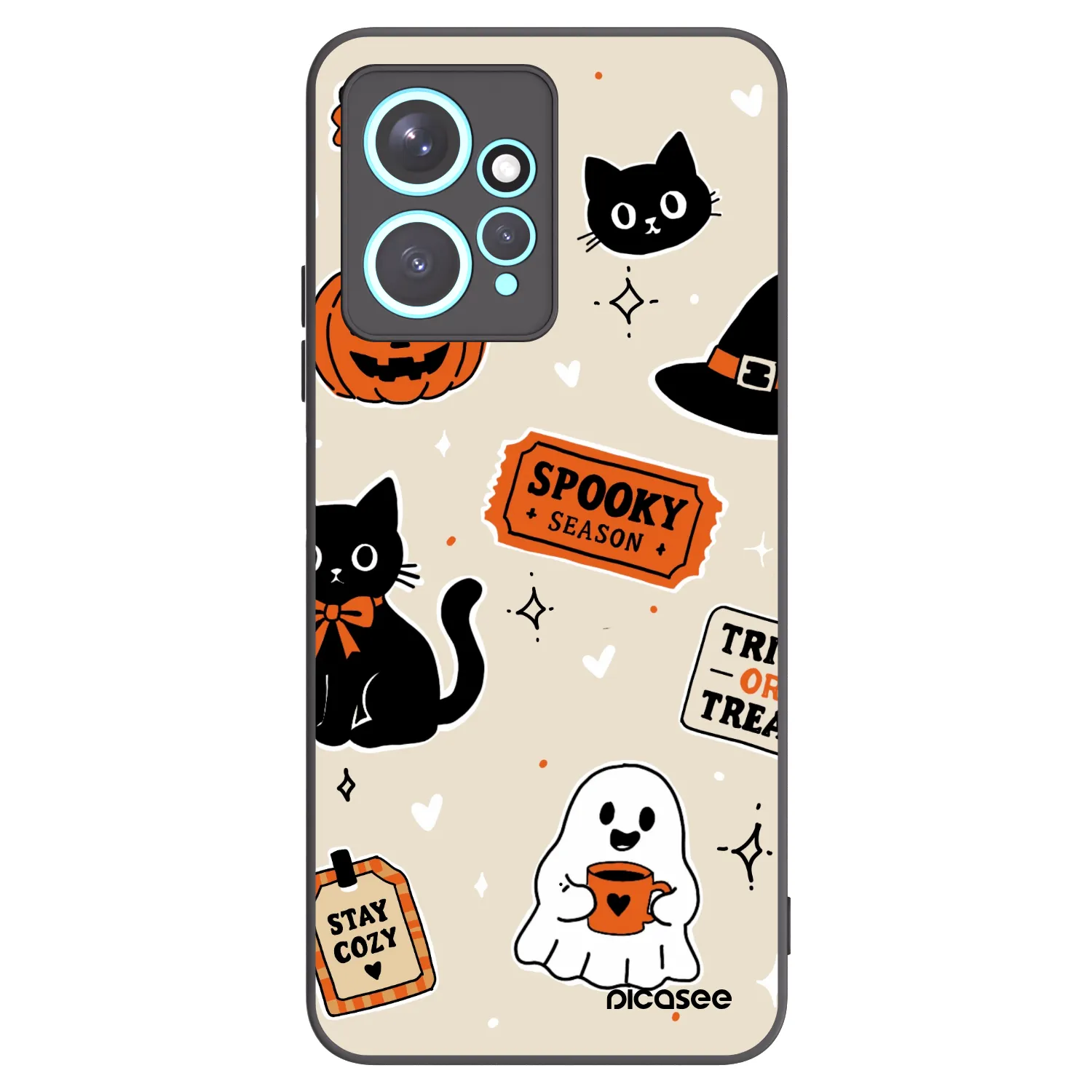 Picasee Xiaomi Redmi Note 12 4G Hülle - Schwarzes Silikon - Halloween stickers