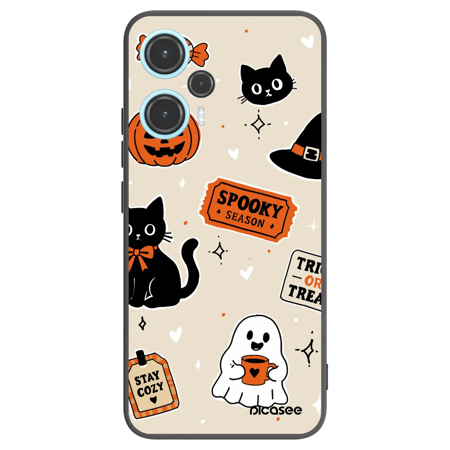 Picasee Xiaomi Poco F5 Hülle - Schwarzes Silikon - Halloween stickers