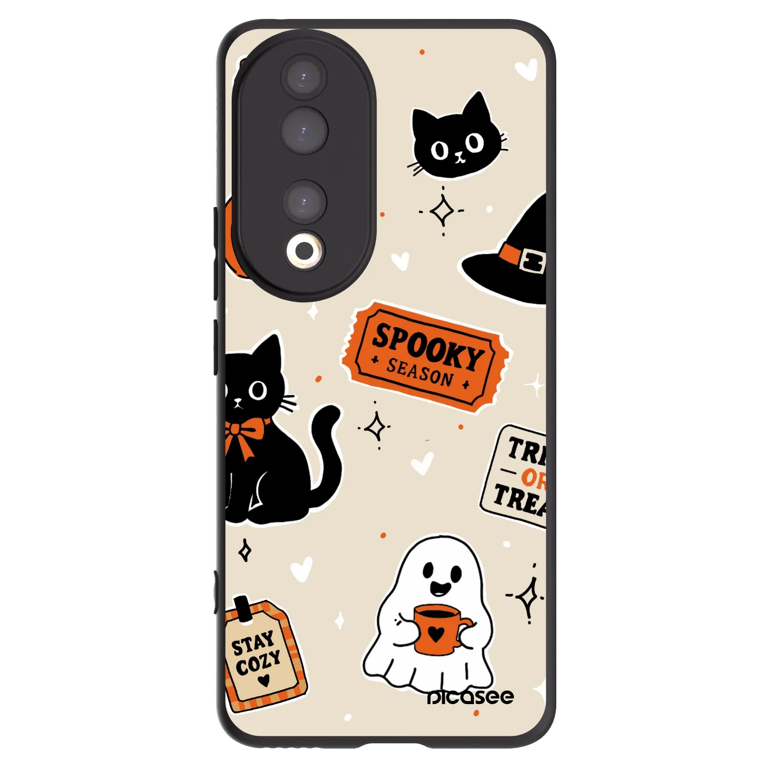 Picasee Honor 90 5G Hülle - Schwarzes Silikon - Halloween stickers