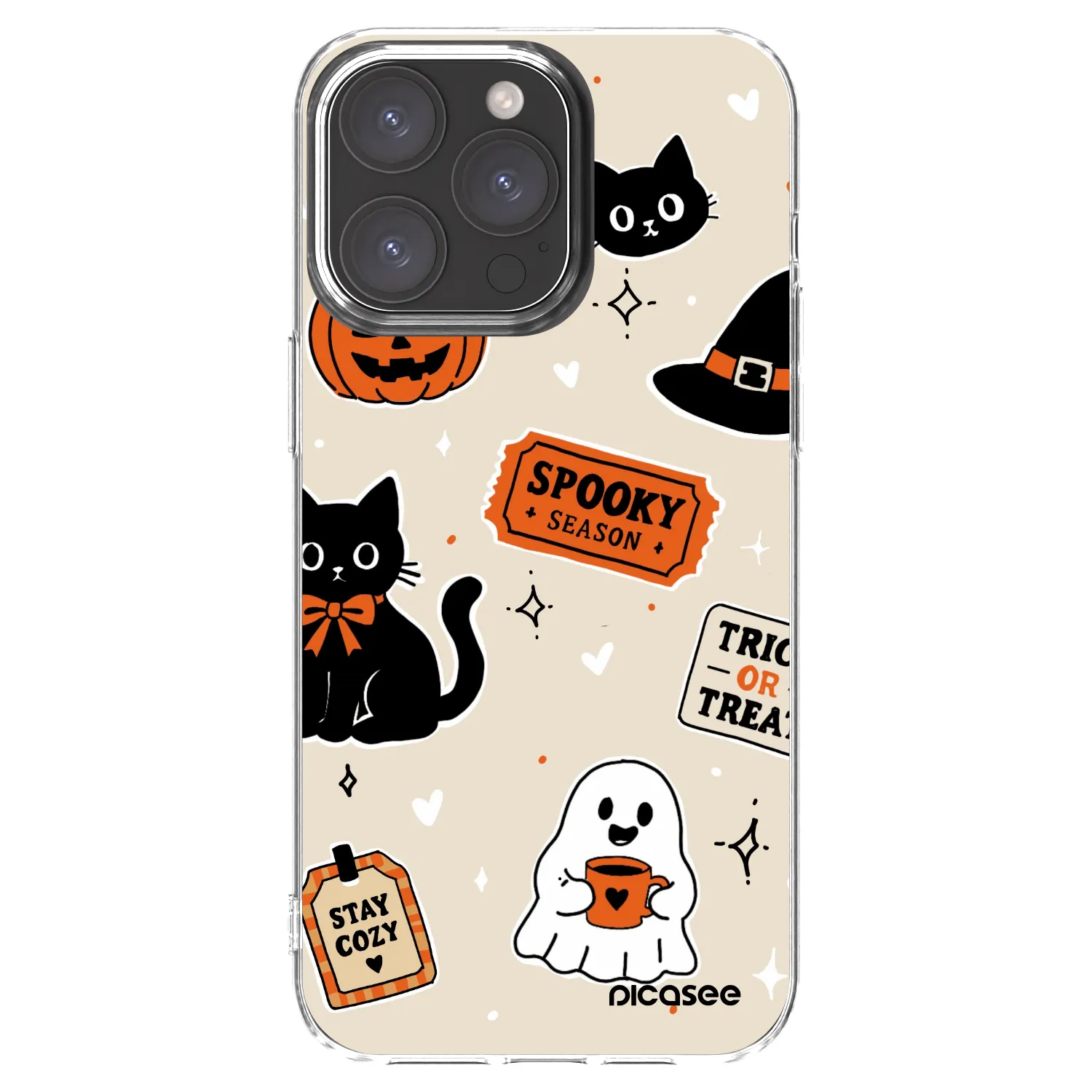 Picasee Apple iPhone 15 Pro Max Hülle - Transparentes Silikon - Halloween stickers