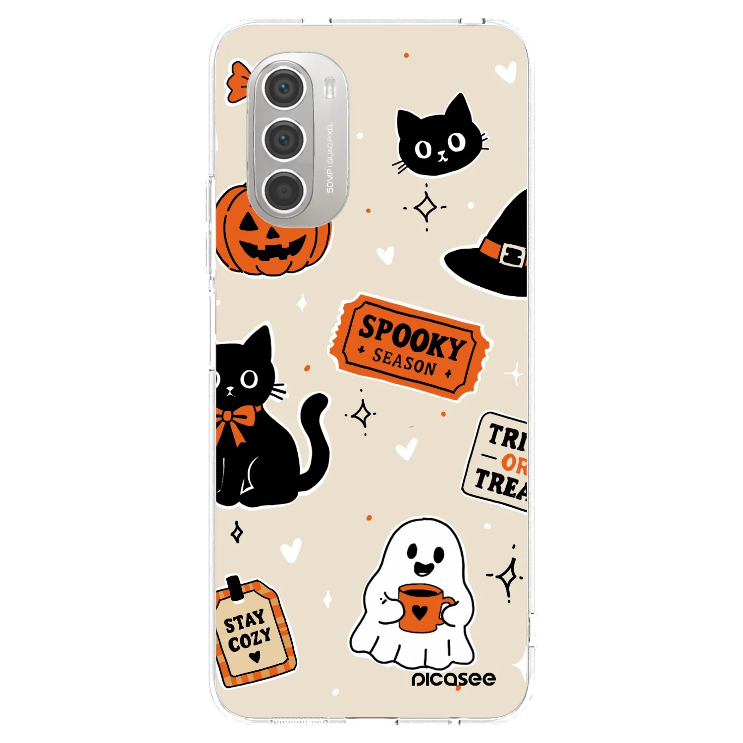 Picasee Motorola Moto G51 Hülle - Transparentes Silikon - Halloween stickers