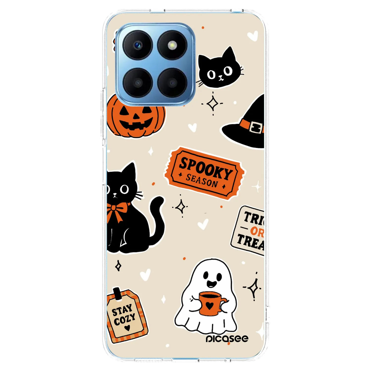 Picasee Honor 70 Lite Hülle - Transparentes Silikon - Halloween stickers