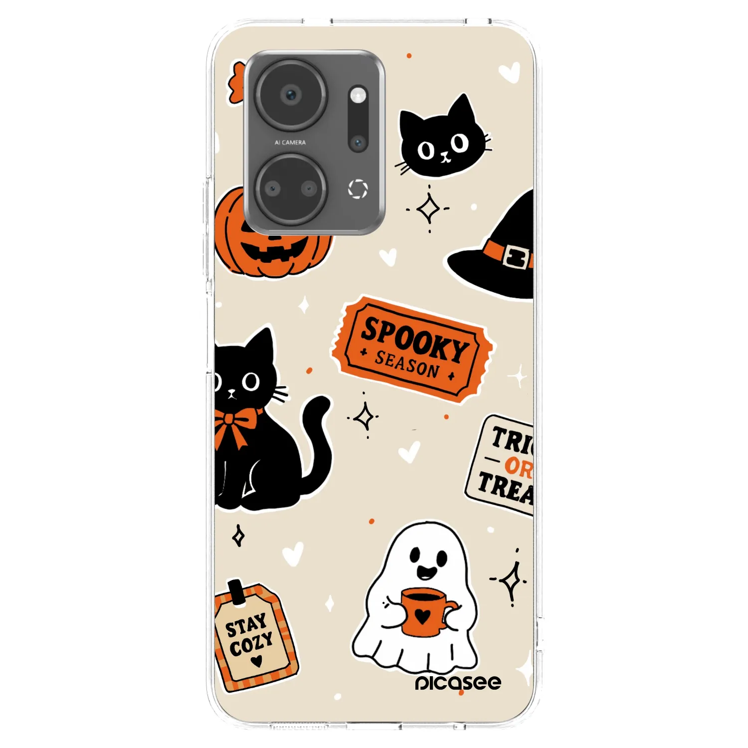 Picasee Honor X7a Hülle - Transparentes Silikon - Halloween stickers
