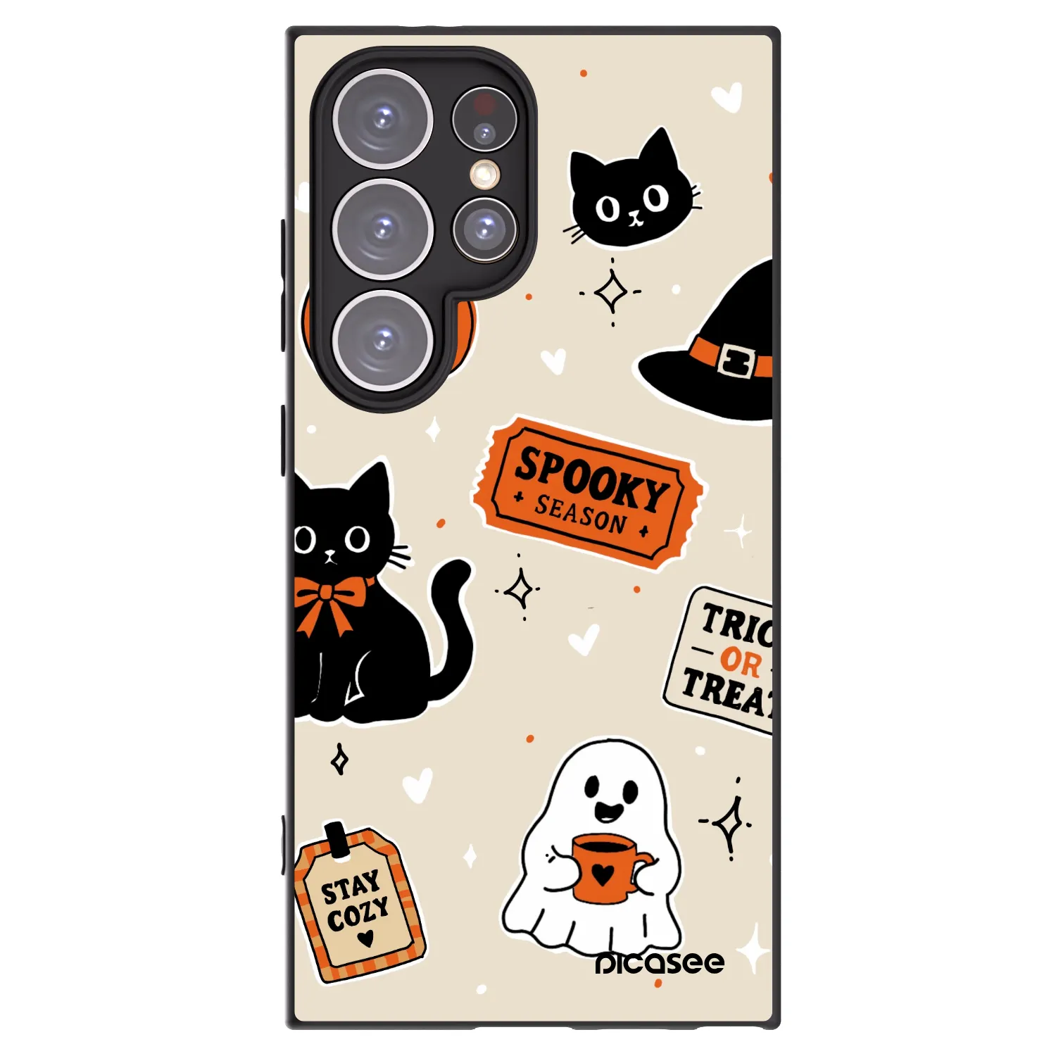 Picasee Samsung Galaxy S24 Ultra S928B 5G Hülle - Schwarzes Silikon - Halloween stickers