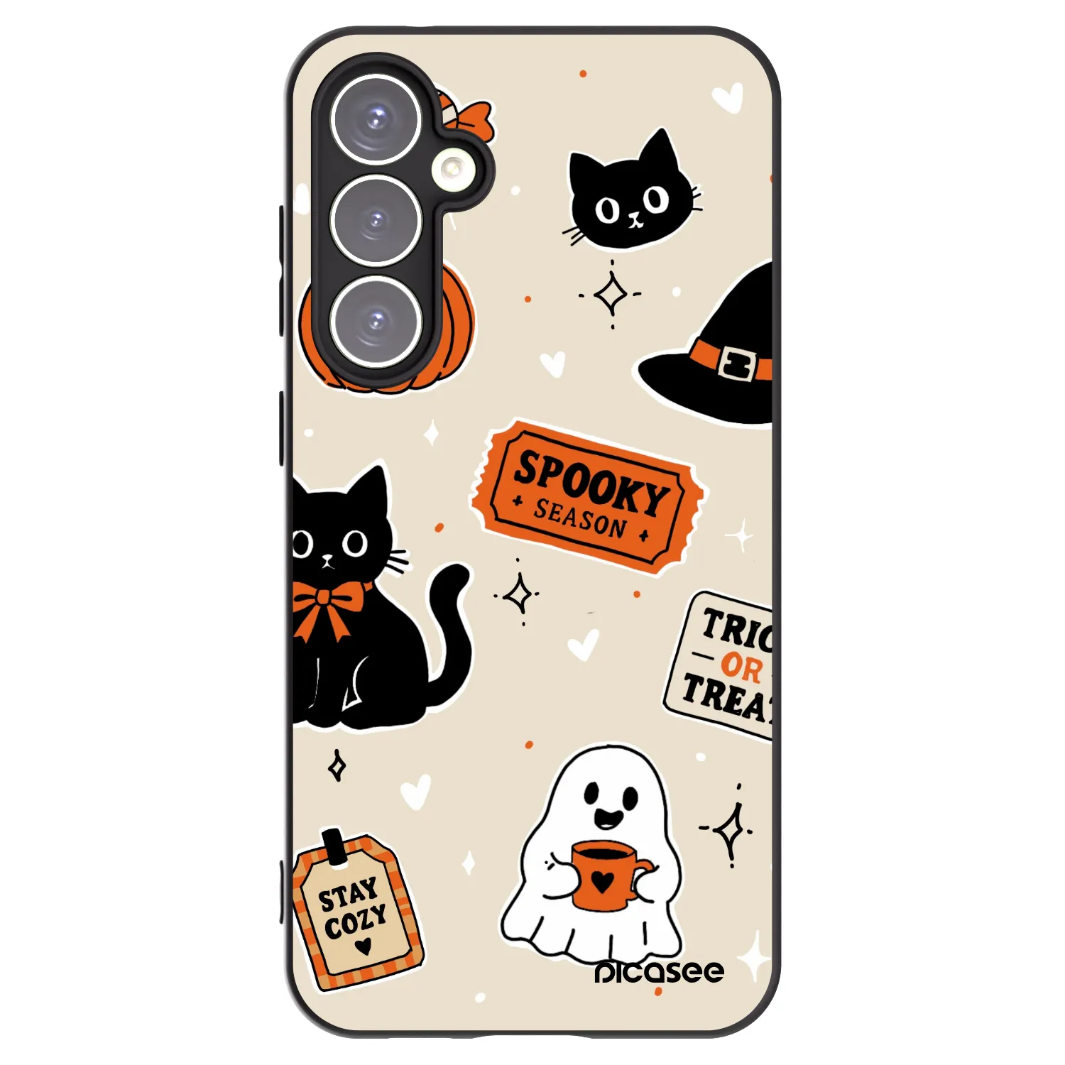Picasee Samsung Galaxy S23 FE S711B Hülle - Schwarzes Silikon - Halloween stickers
