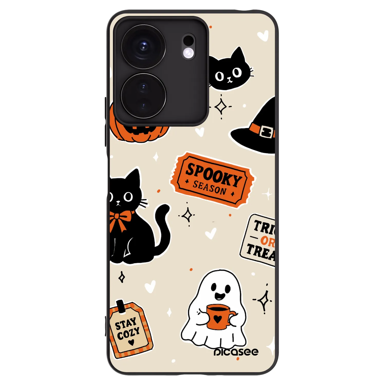 Picasee Xiaomi Redmi 13C 4G Hülle - Schwarzes Silikon - Halloween stickers