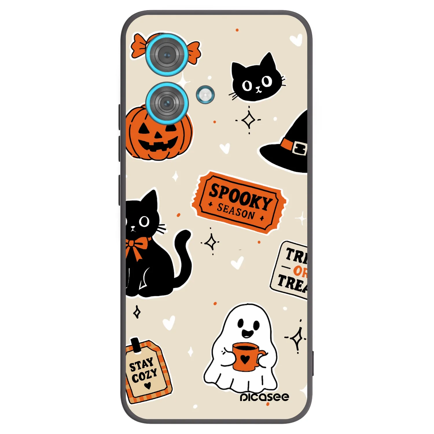 Picasee Motorola Edge 40 Neo Hülle - Schwarzes Silikon - Halloween stickers