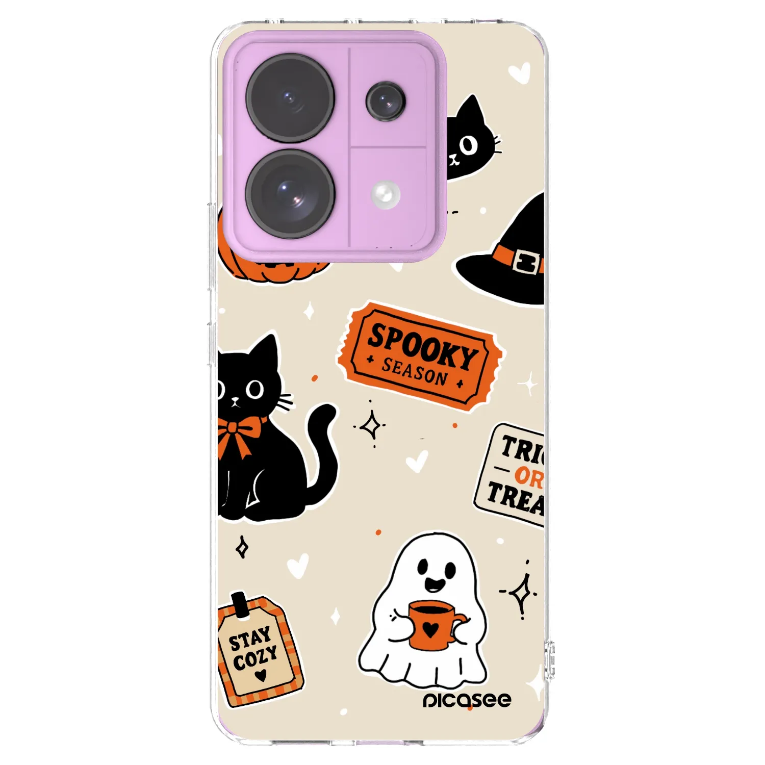 Picasee Xiaomi Redmi Note 13 Pro 5G Hülle - Transparentes Silikon - Halloween stickers