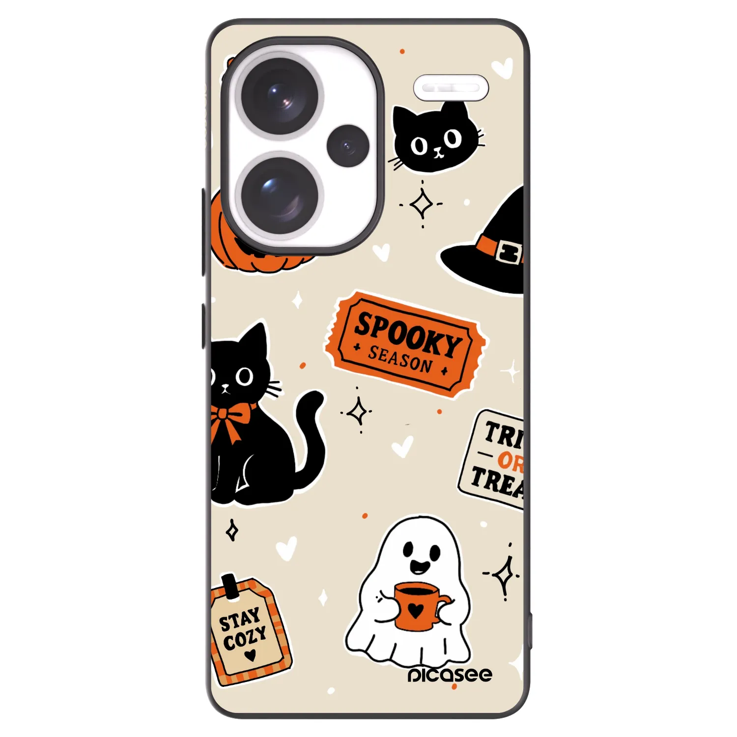 Picasee Xiaomi Redmi Note 13 Pro+ 5G Hülle - Schwarzes Silikon - Halloween stickers