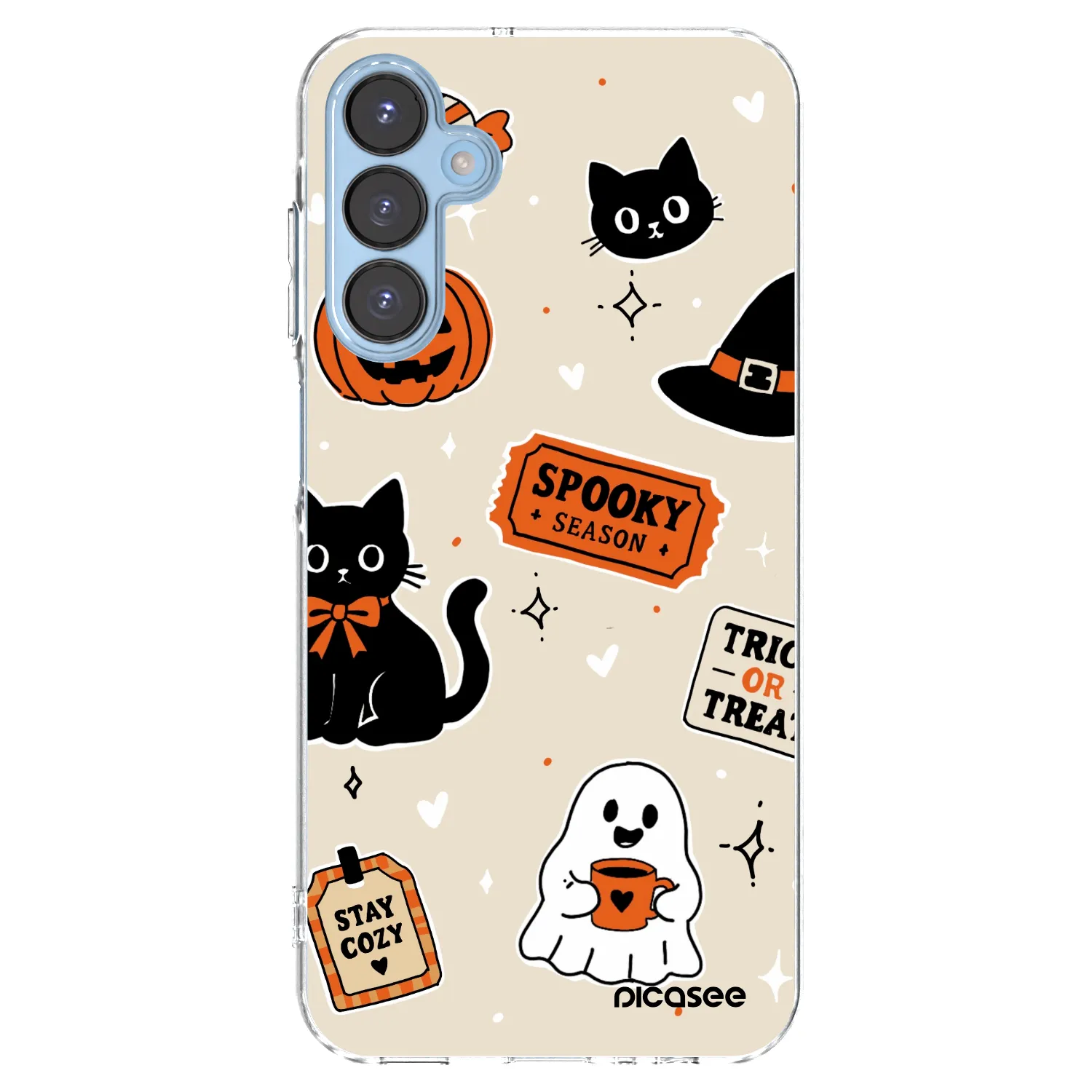 Picasee Samsung Galaxy A15 A156B 5G Hülle - Transparentes Silikon - Halloween stickers