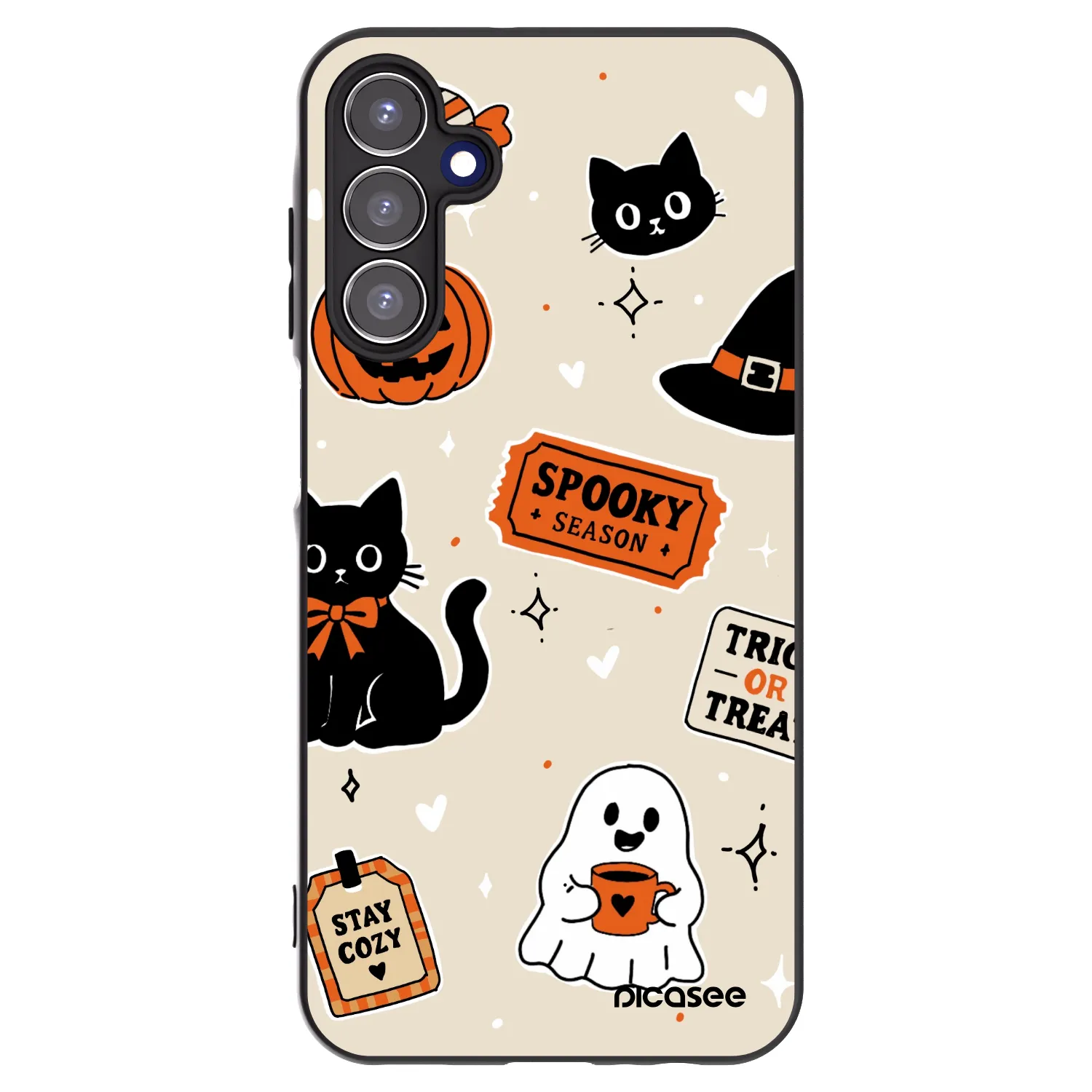 Picasee Samsung Galaxy A15 A155F 4G Hülle - Schwarzes Silikon - Halloween stickers