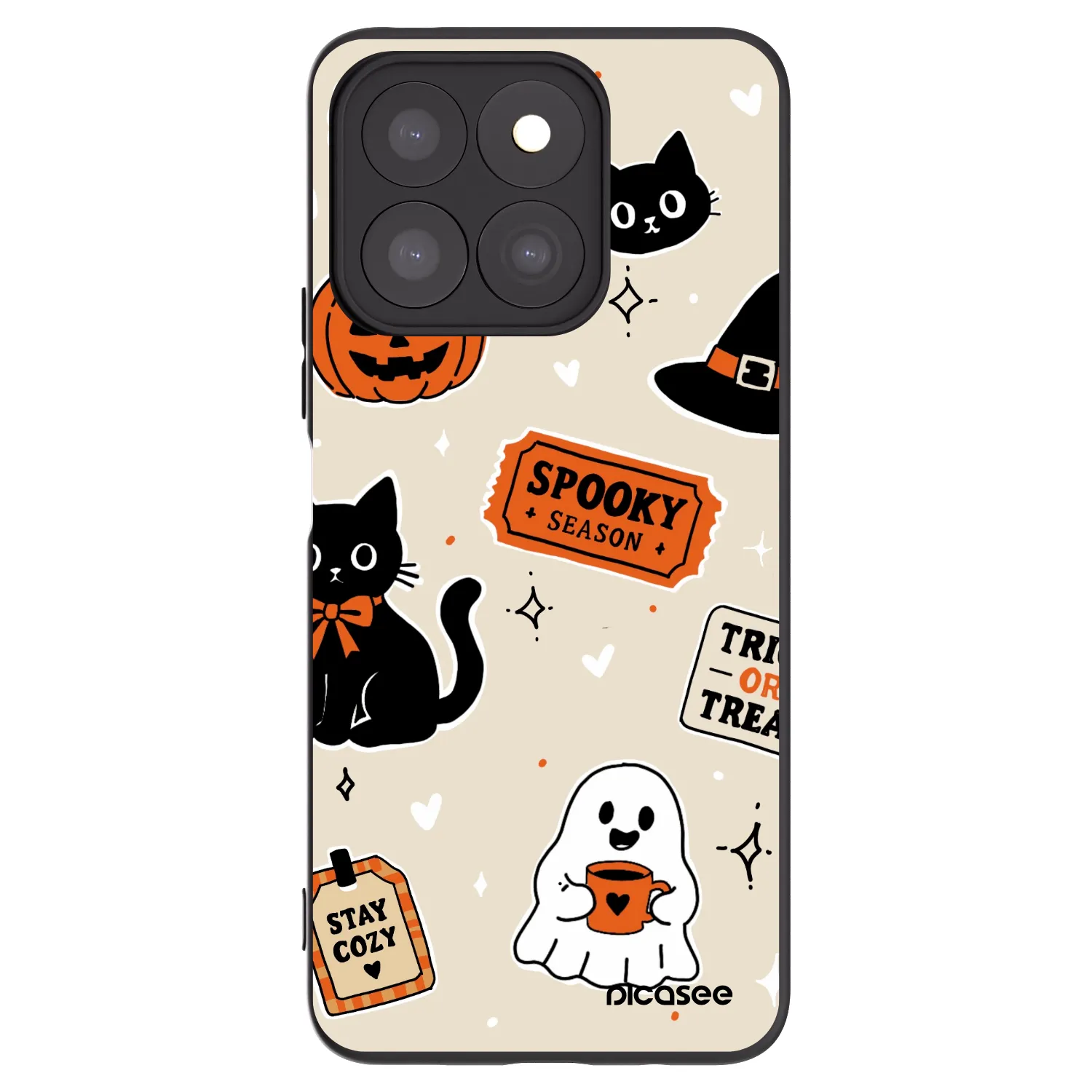 Picasee Honor X8b Hülle - Schwarzes Silikon - Halloween stickers