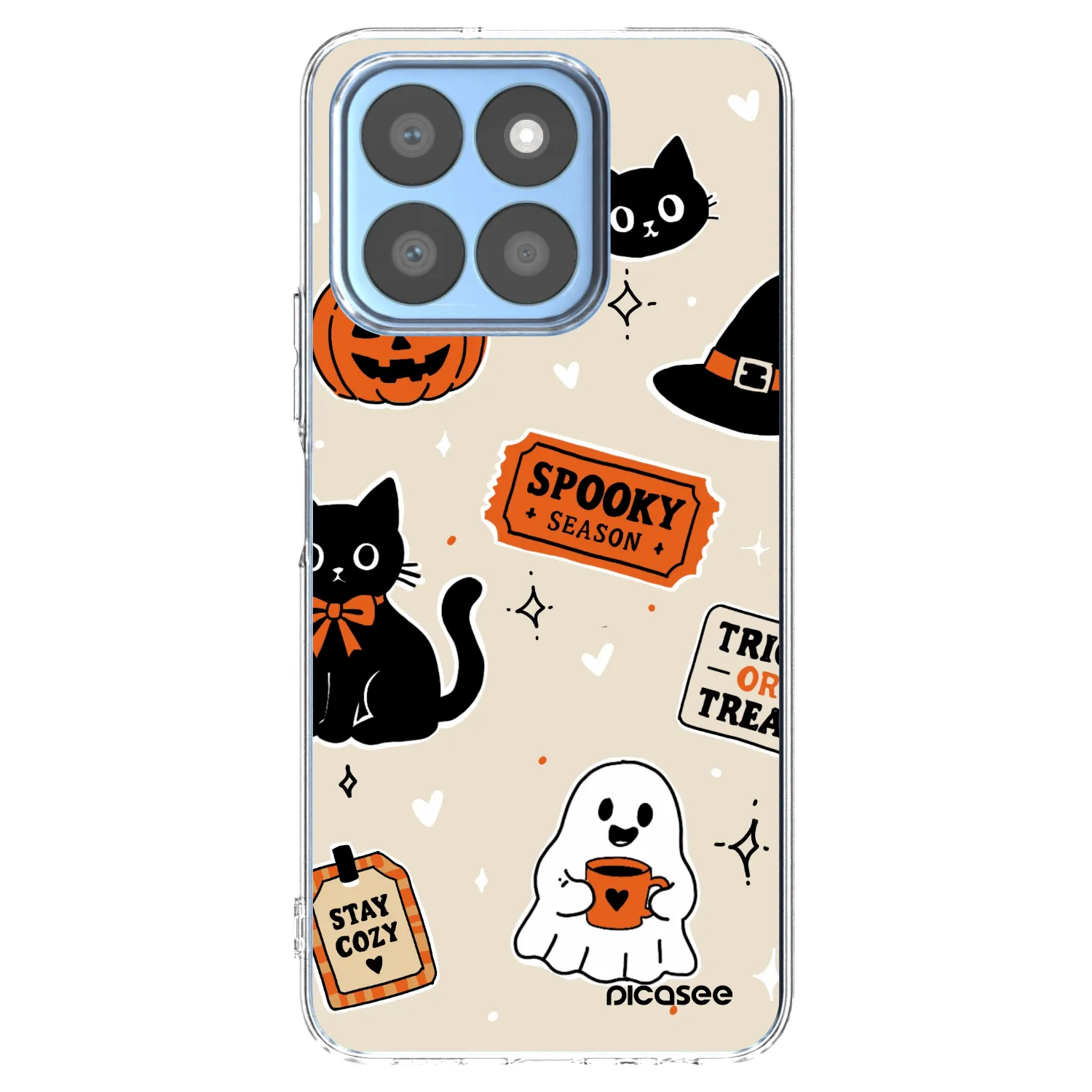 Picasee Honor X8b Hülle - Transparentes Silikon - Halloween stickers