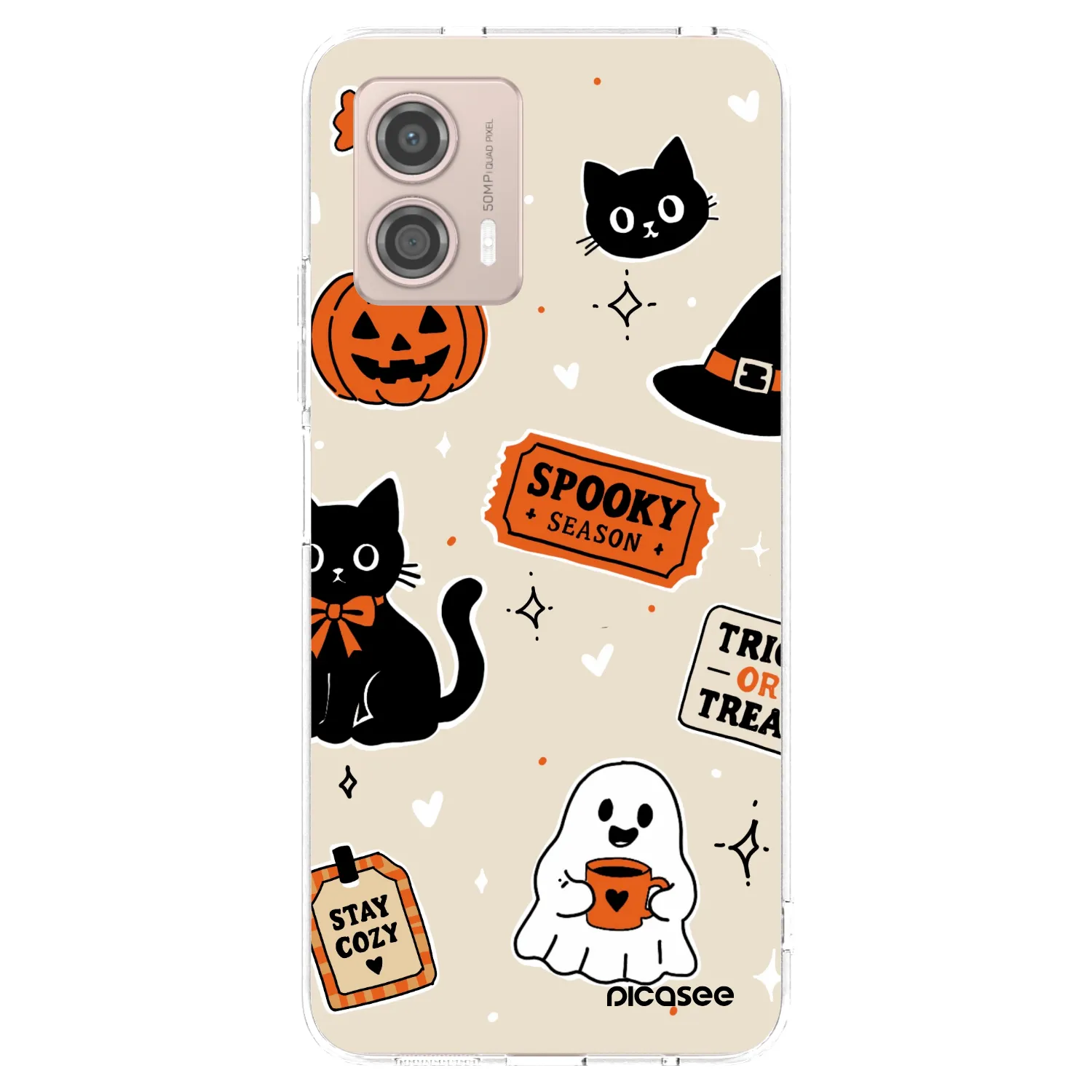 Picasee Motorola Moto G53 5G Hülle - Transparentes Silikon - Halloween stickers