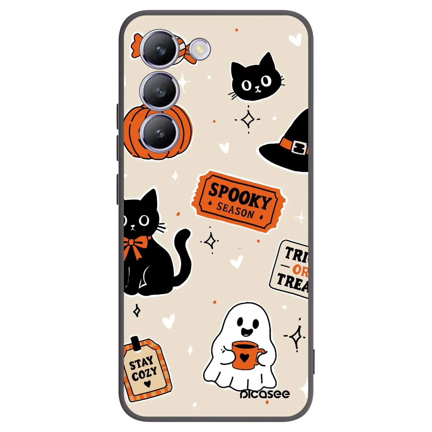 Picasee Vivo V40 SE 5G Hülle - Schwarzes Silikon - Halloween stickers