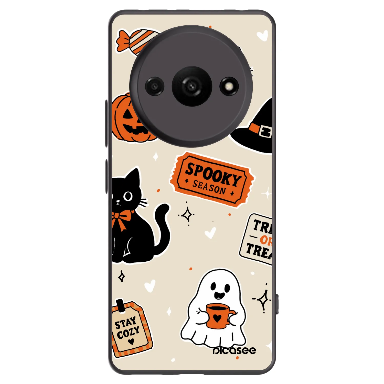 Picasee Xiaomi Redmi A3 Hülle - Schwarzes Silikon - Halloween stickers