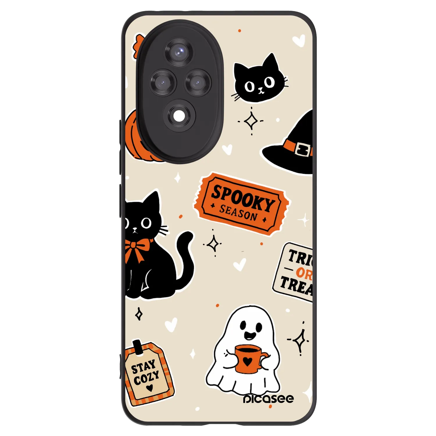 Picasee Honor 200 Pro 5G Hülle - Schwarzes Silikon - Halloween stickers