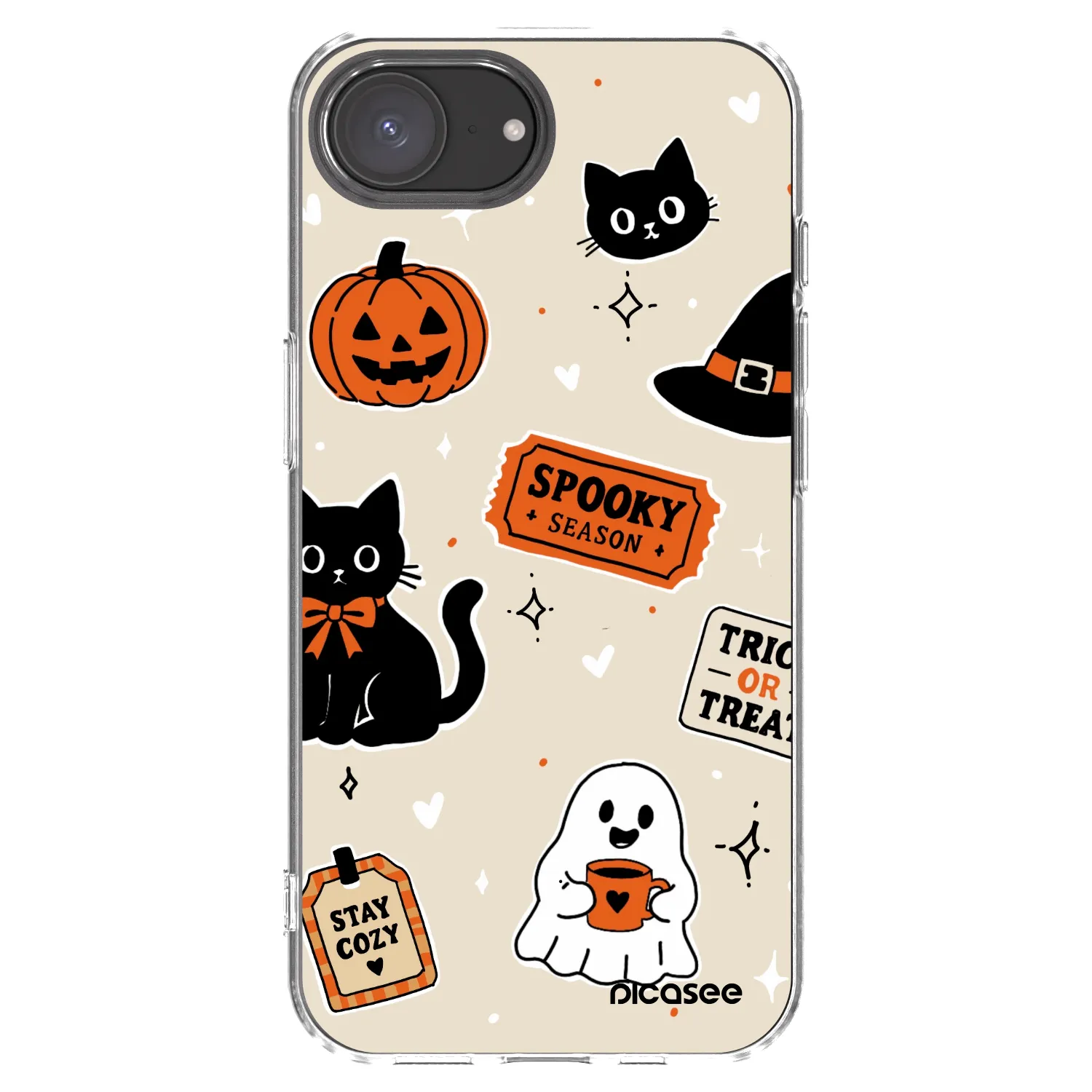 Picasee Apple iPhone 16e Hülle - Transparentes Silikon - Halloween stickers