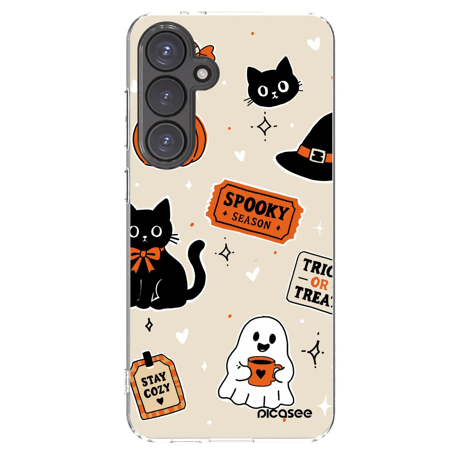 Picasee Samsung Galaxy S24 FE S721B Hülle - Transparentes Silikon - Halloween stickers