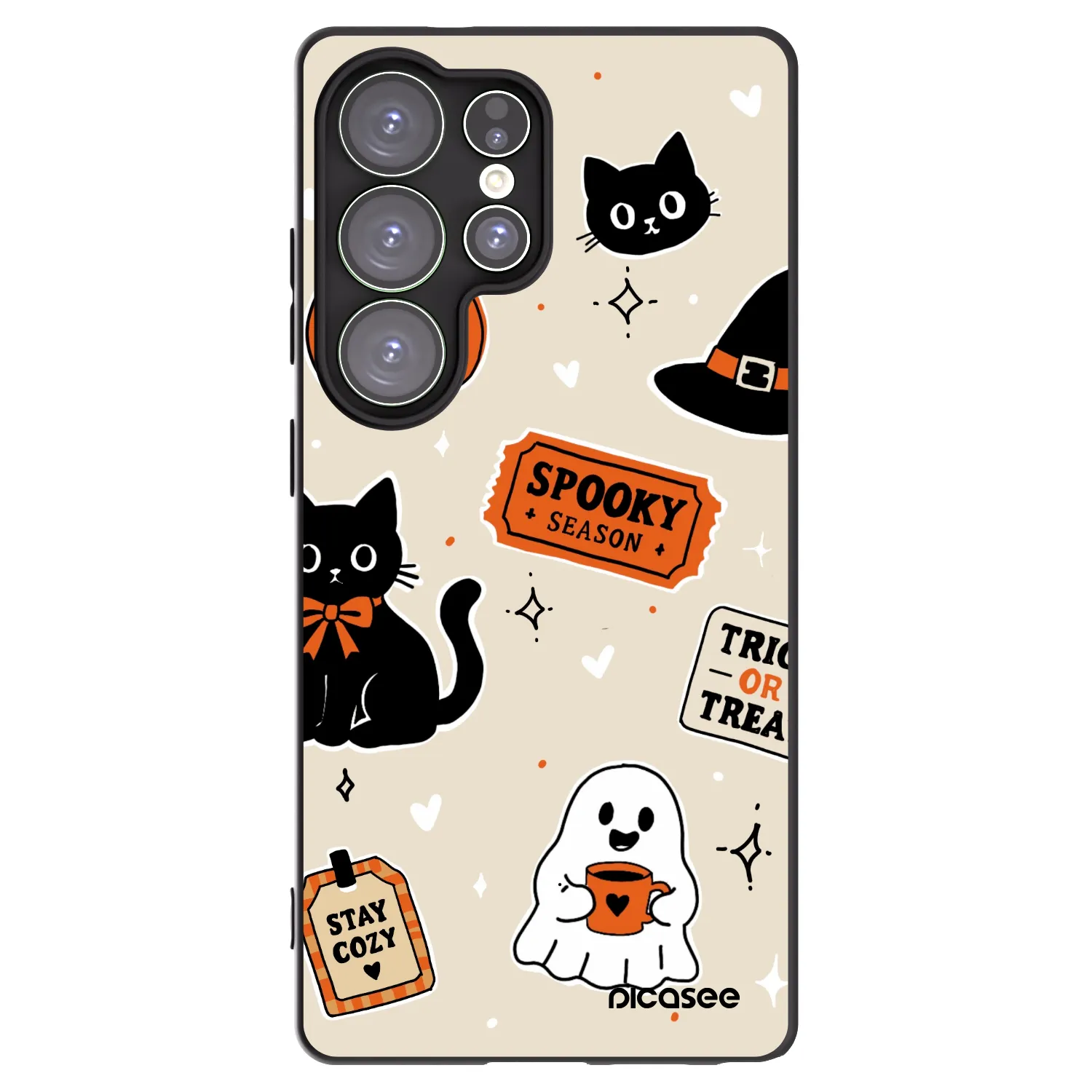 Picasee Samsung Galaxy S25 Ultra 5G Hülle - Schwarzes Silikon - Halloween stickers