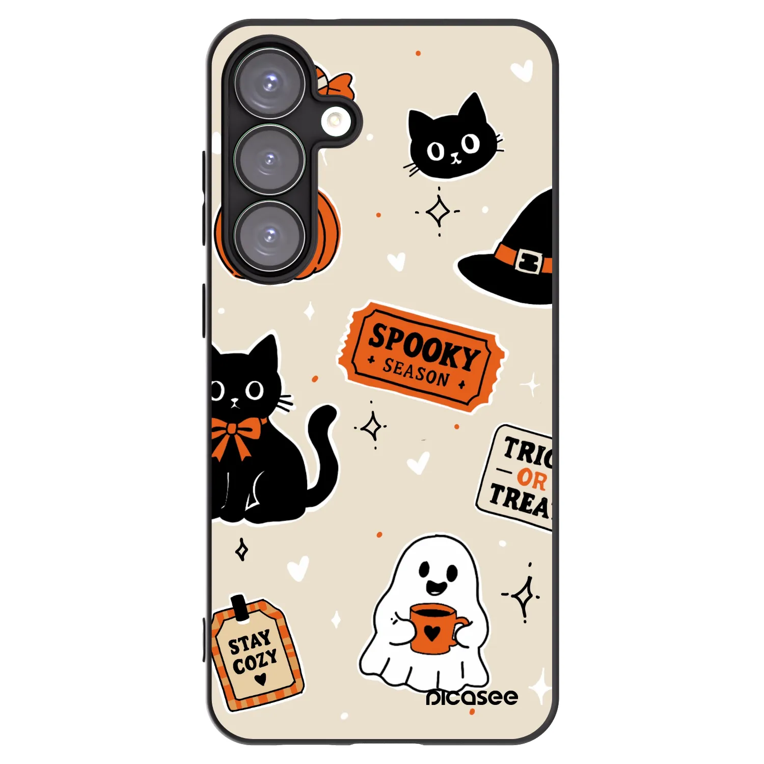 Picasee Samsung Galaxy S25+ 5G Hülle - Schwarzes Silikon - Halloween stickers