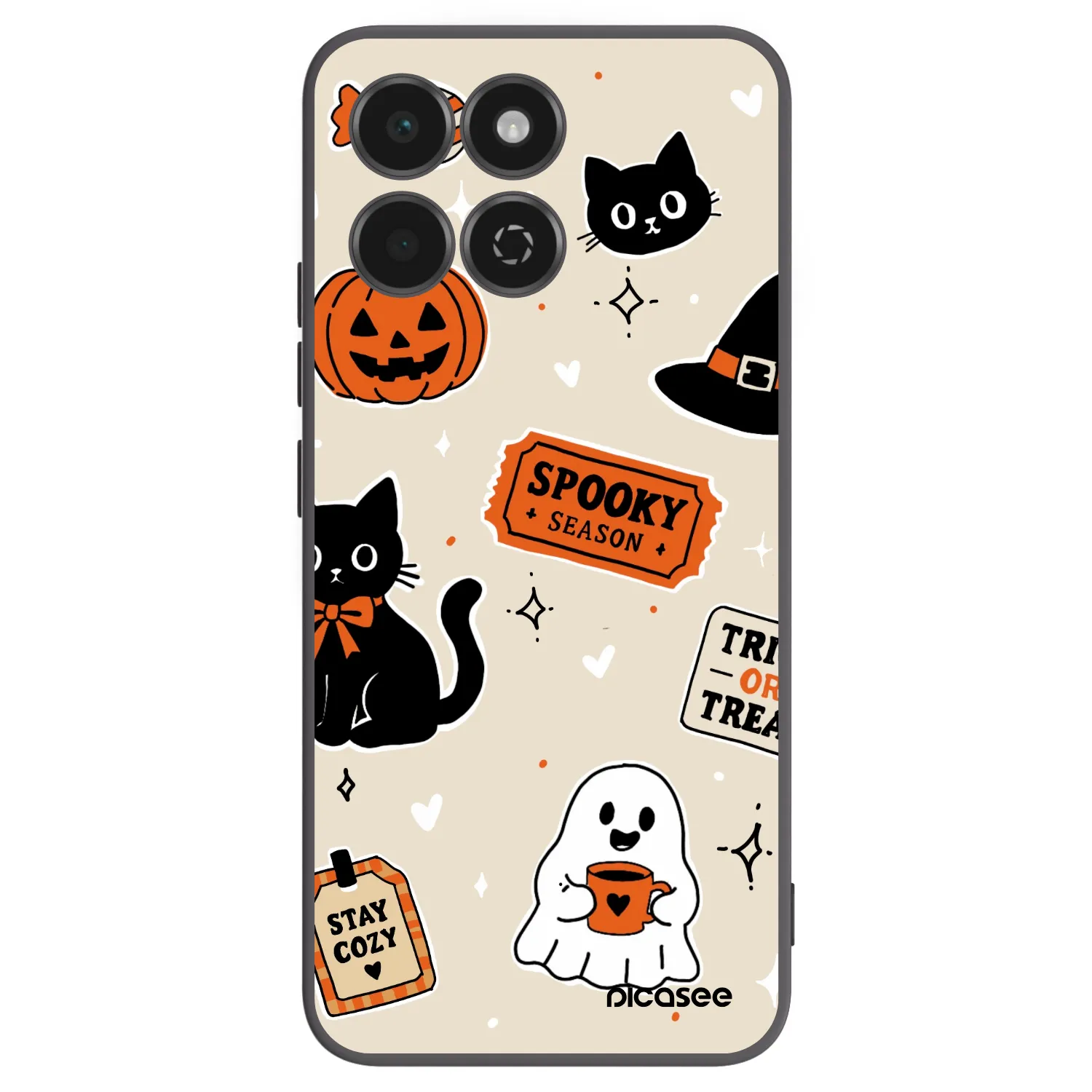 Picasee Honor 200 Smart 5G Hülle - Schwarzes Silikon - Halloween stickers