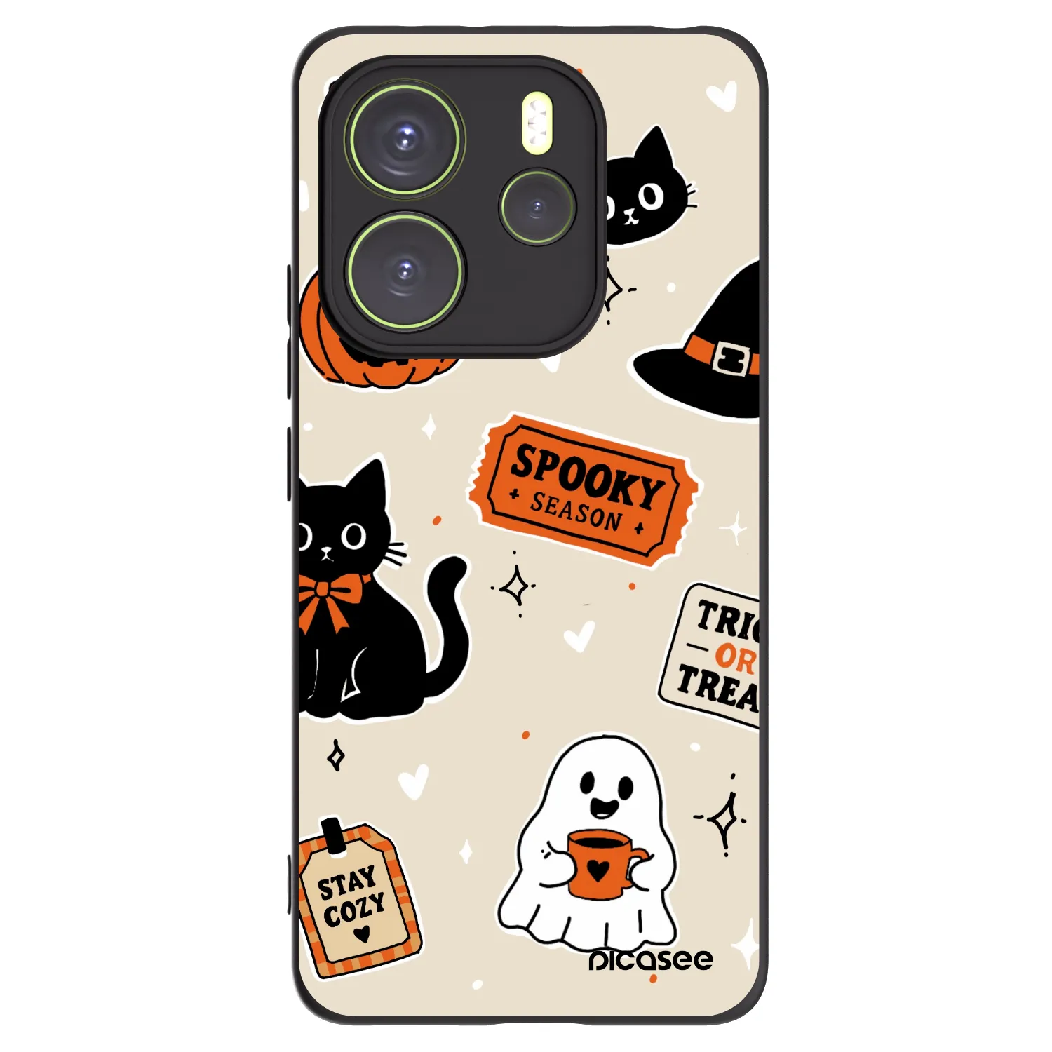 Picasee Xiaomi Redmi Note 14 4G Hülle - Schwarzes Silikon - Halloween stickers