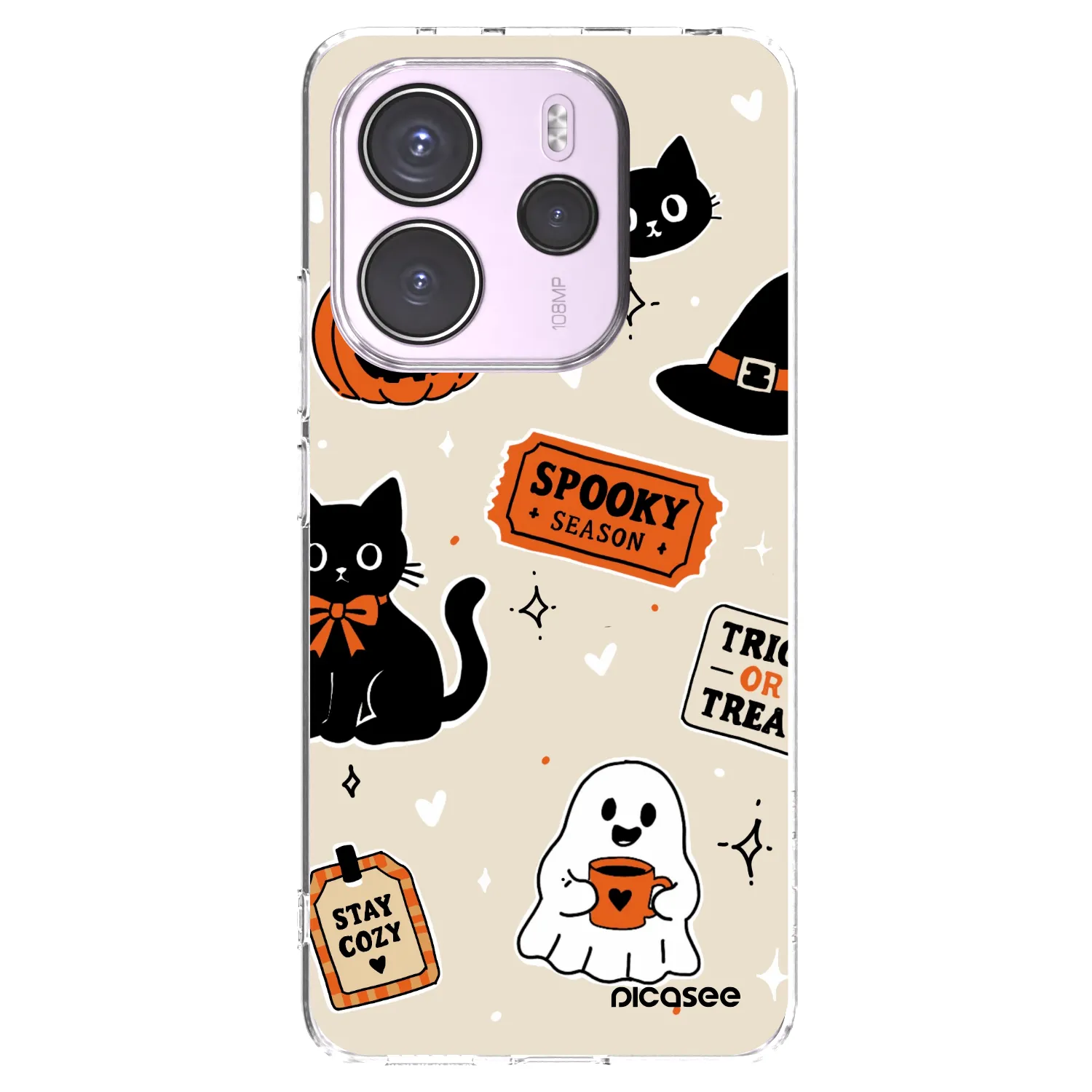 Picasee Xiaomi Redmi Note 14 4G Hülle - Transparentes Silikon - Halloween stickers