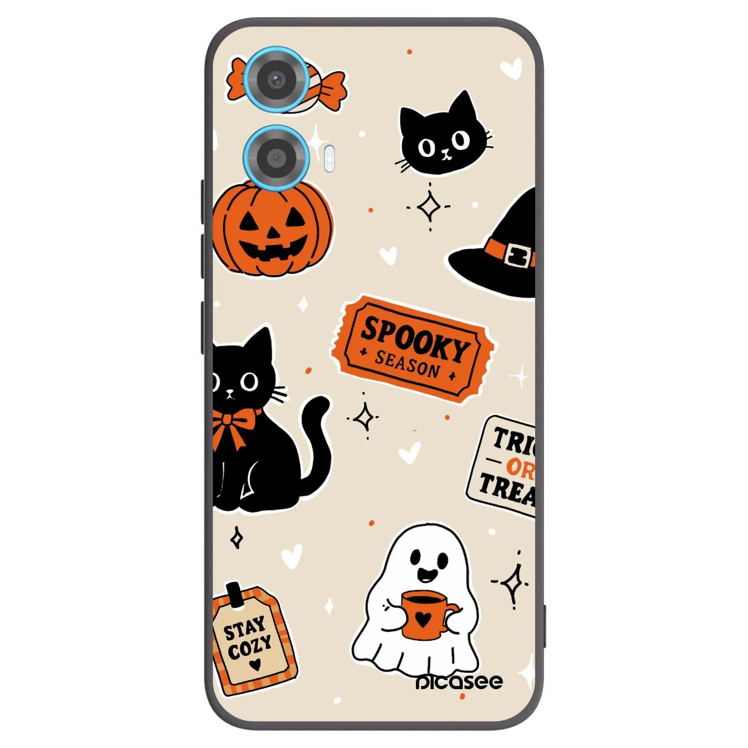 Picasee Motorola Moto G34 5G Hülle - Schwarzes Silikon - Halloween stickers