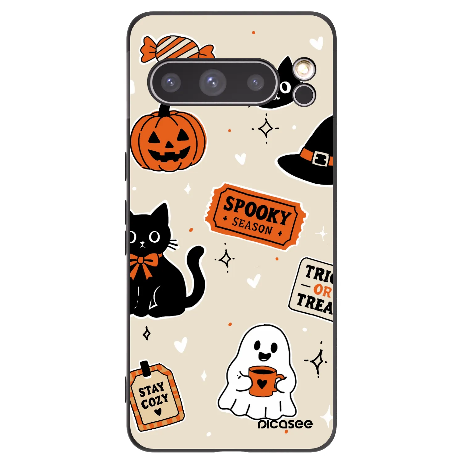 Picasee Google Pixel 8 Pro Hülle - Schwarzes Silikon - Halloween stickers